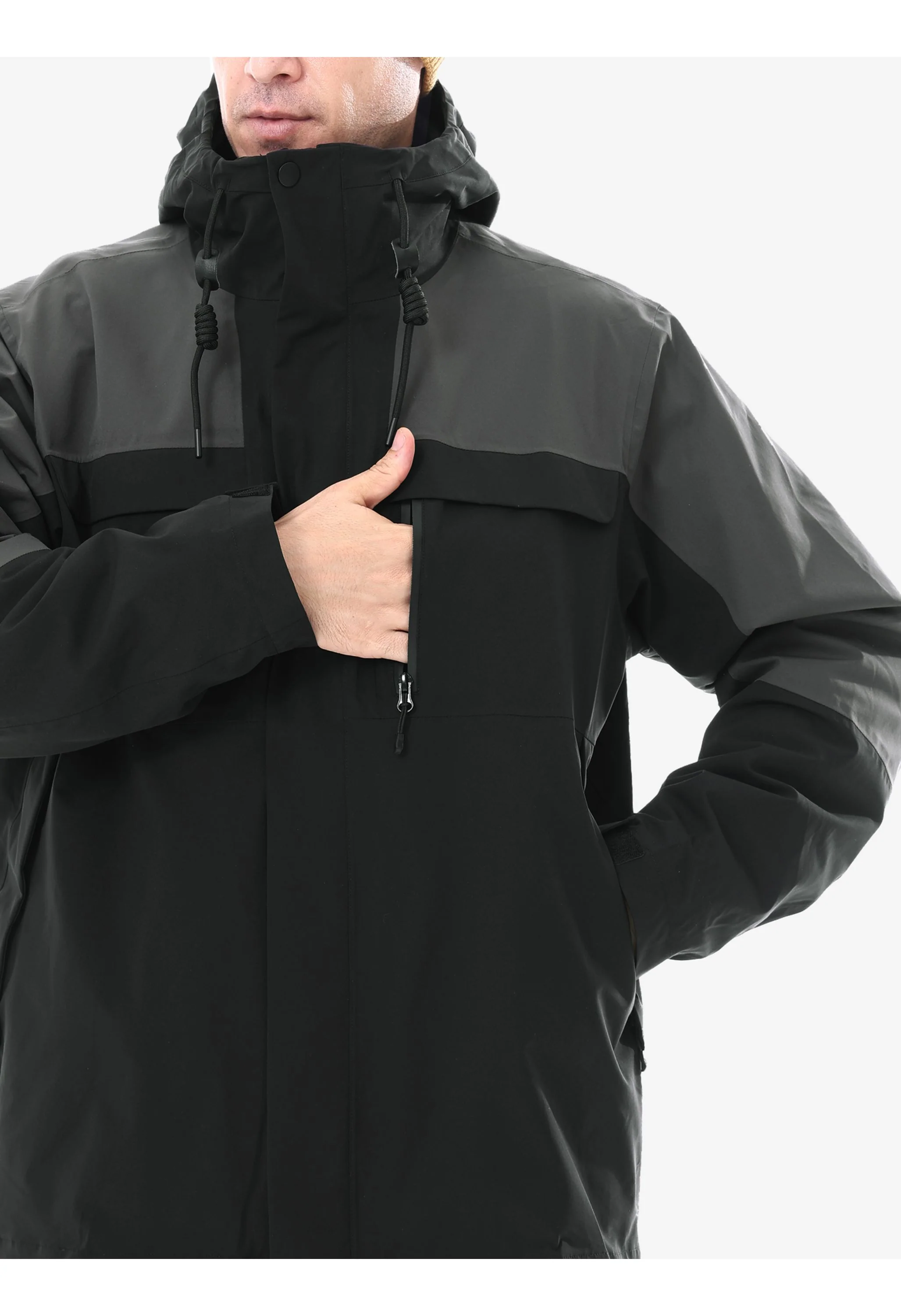 Men's Ski Black Regular Fit Short Waterproof Windproof 3in1 Jacket - Image 5