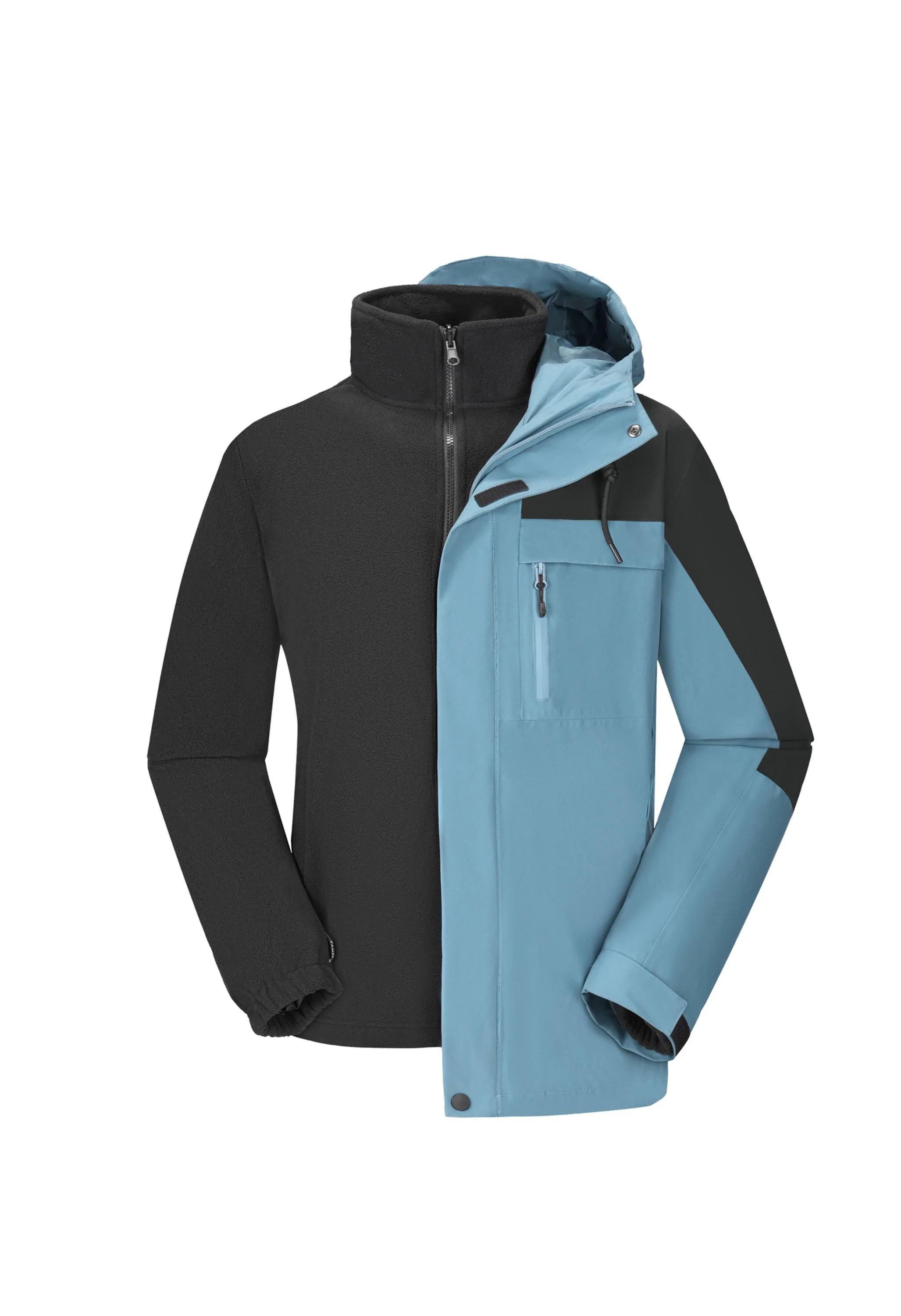 Men's Ski Blue Regular Fit Short Waterproof Windproof 3in1 Jacket - Image 3