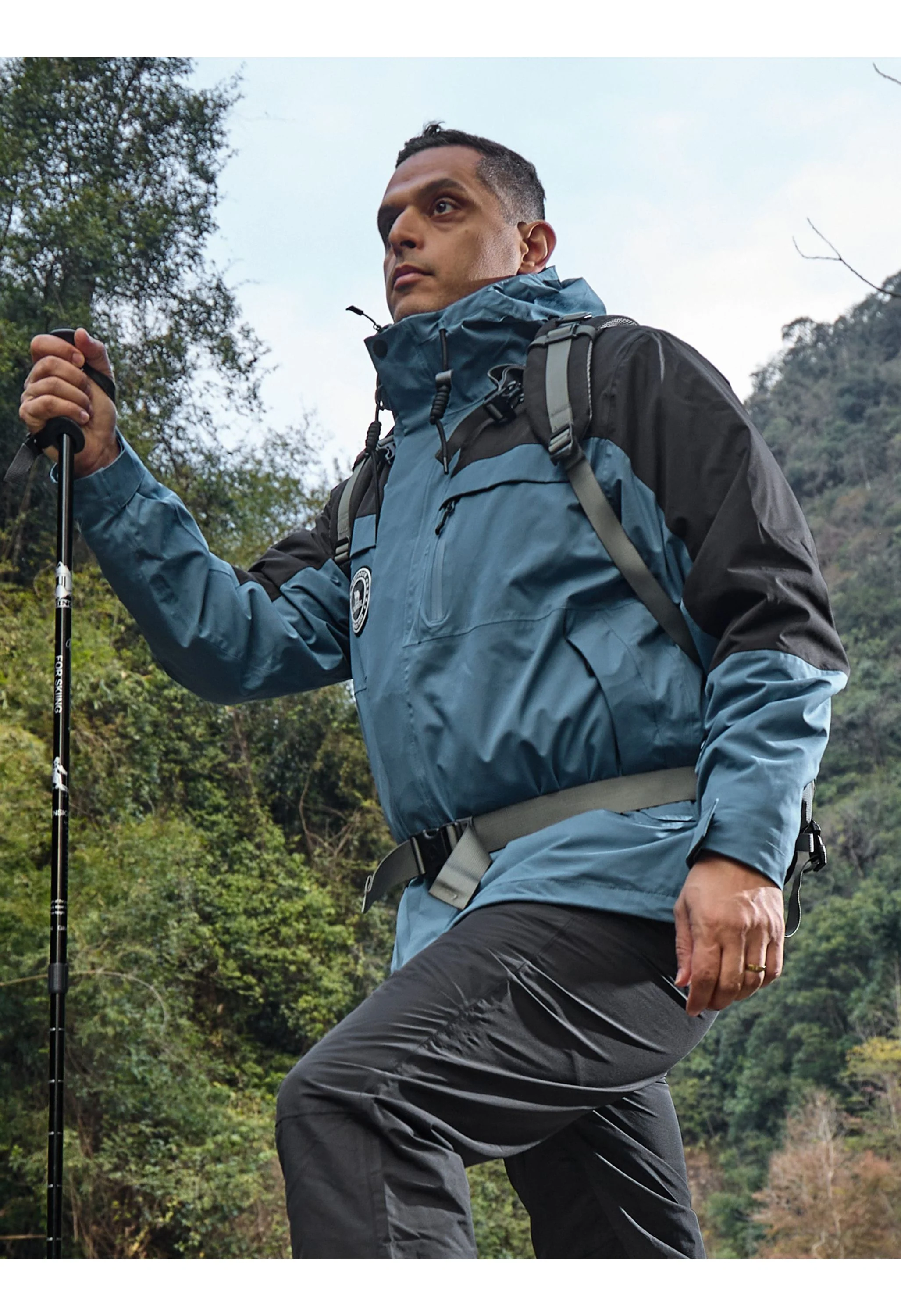 Men's Ski Blue Regular Fit Short Waterproof Windproof 3in1 Jacket - Image 8