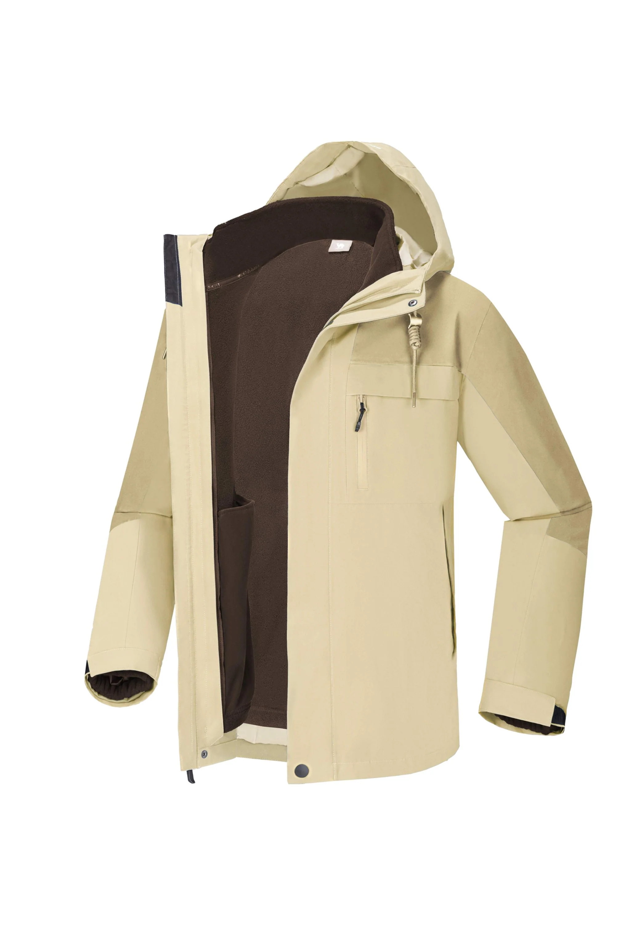 Men's Ski White Regular Fit Short Waterproof Windproof 3in1 Jacket - Image 2