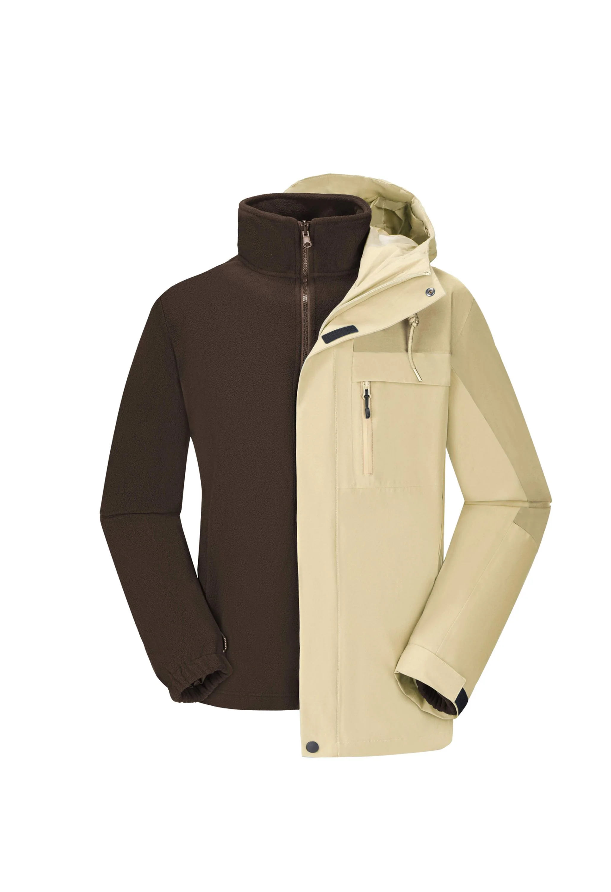 Men's Ski White Regular Fit Short Waterproof Windproof 3in1 Jacket - Image 3