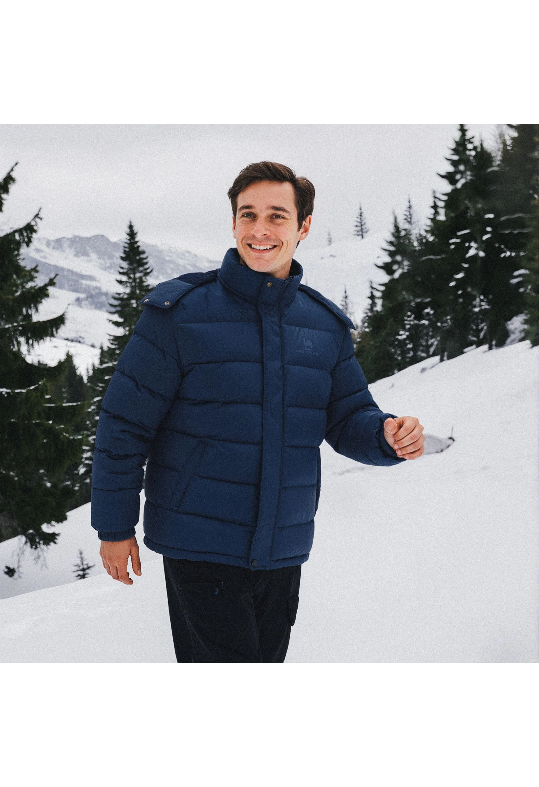Men's Blue Regular Fit Short Windproof Jacket - Image 2