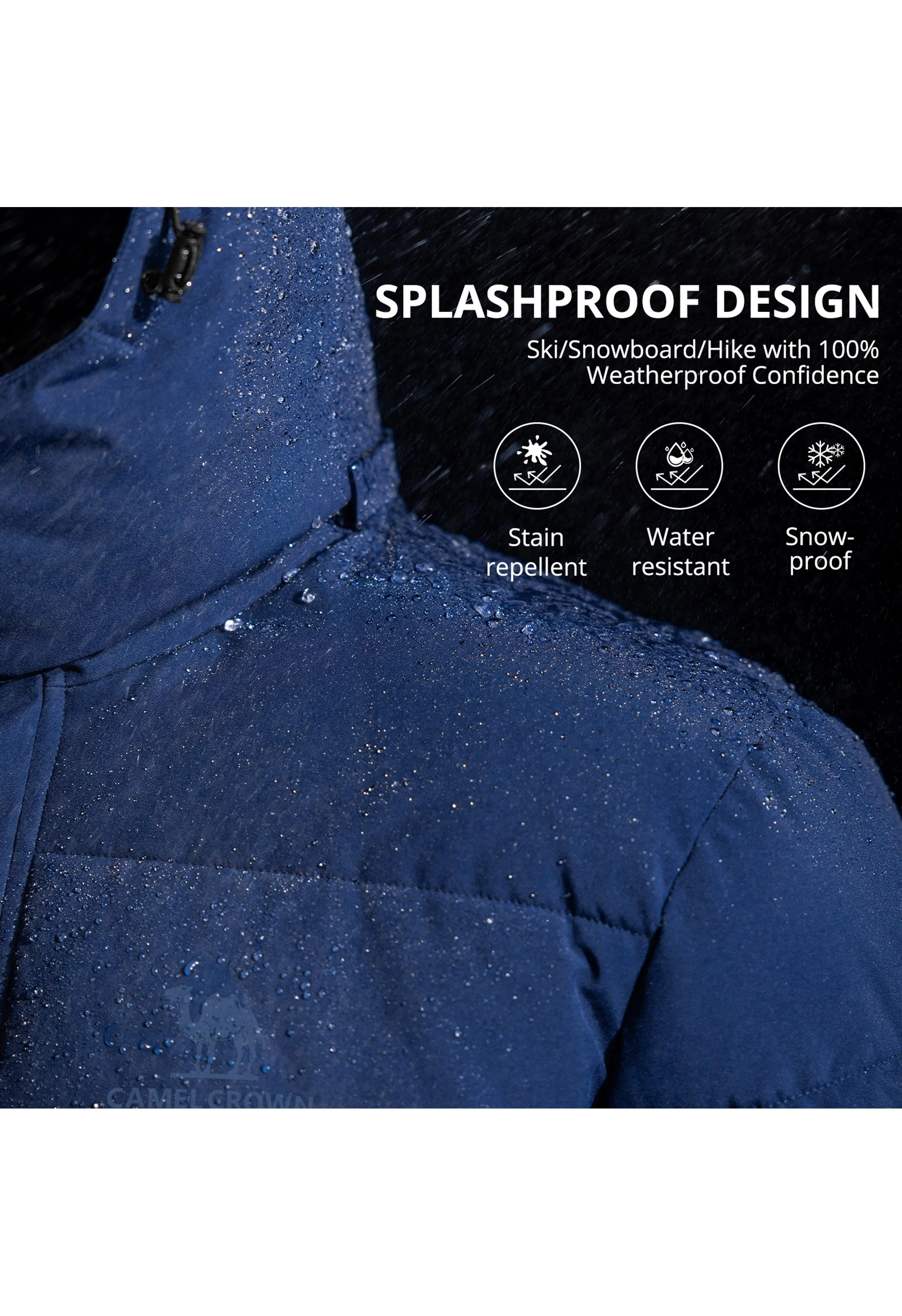 Men's Blue Regular Fit Short Windproof Jacket - Image 3