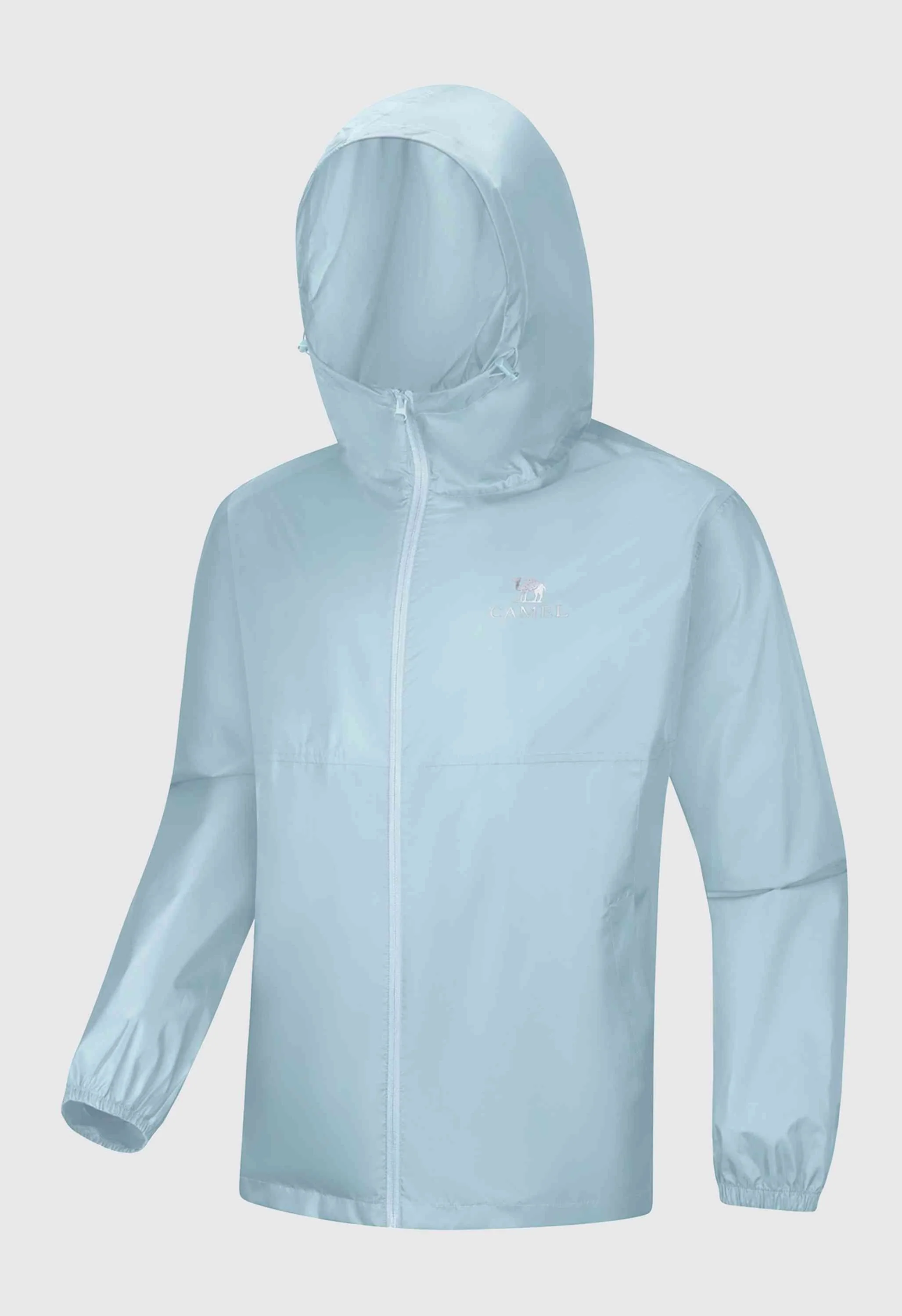 CAMEL CROWN Men's Spring Gray Regular Fit Short Lightweight Hiking Watreproof Raincoat - Image 3