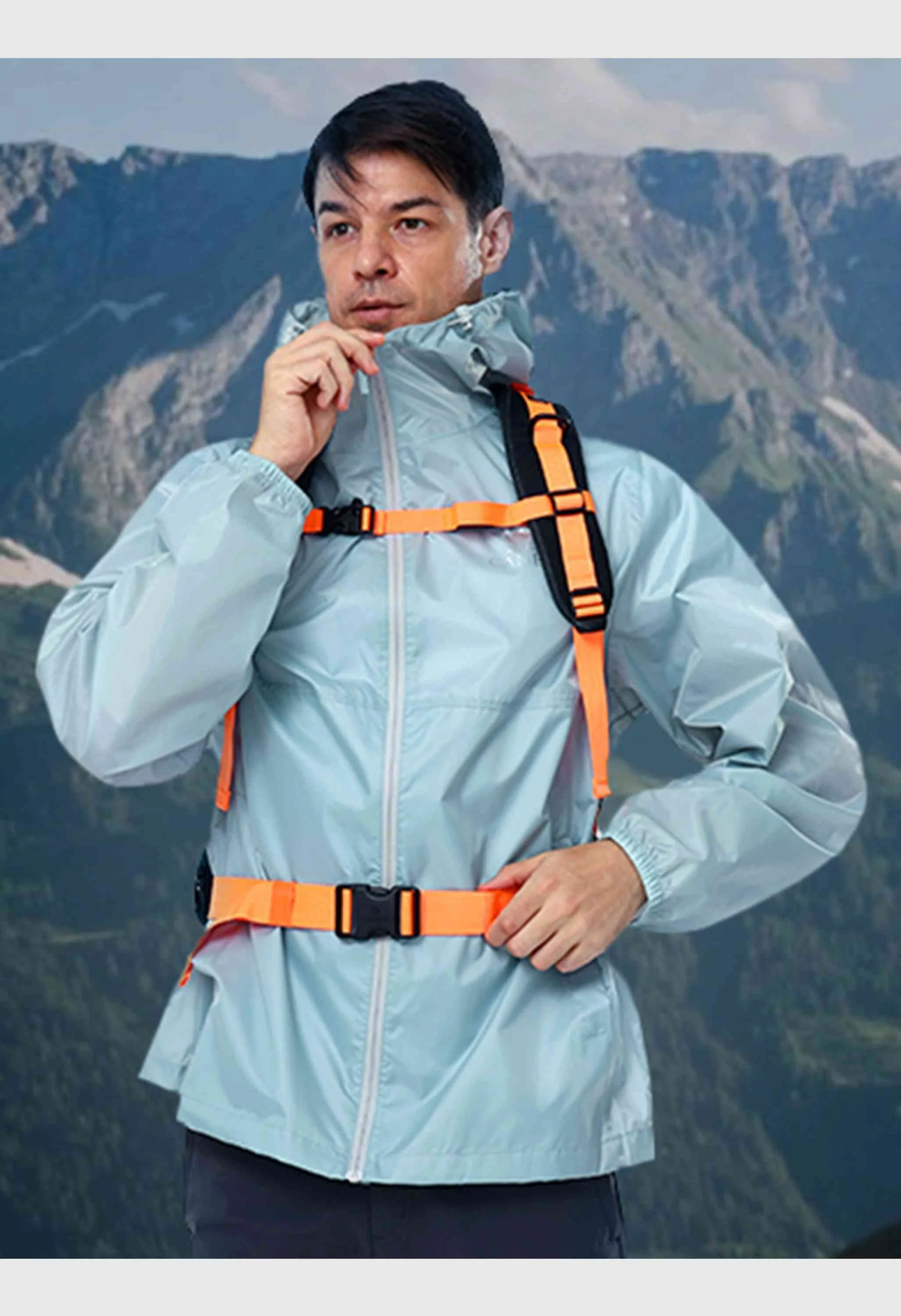 CAMEL CROWN Men's Spring Gray Regular Fit Short Lightweight Hiking Watreproof Raincoat - Image 6