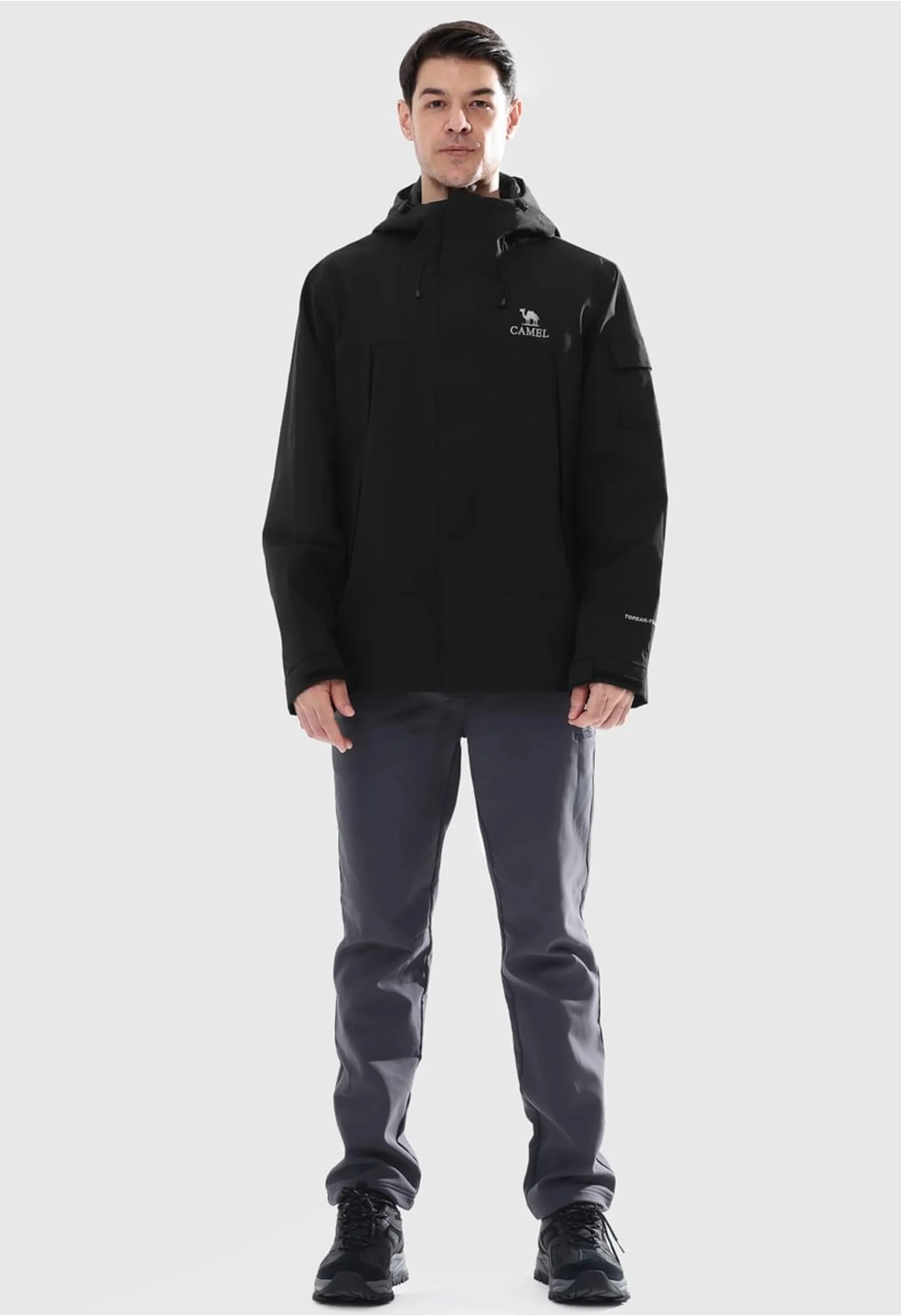 Men's Hiking Black Regular Fit Short Lightweight Waterproof Windproof Jacket - Image 10