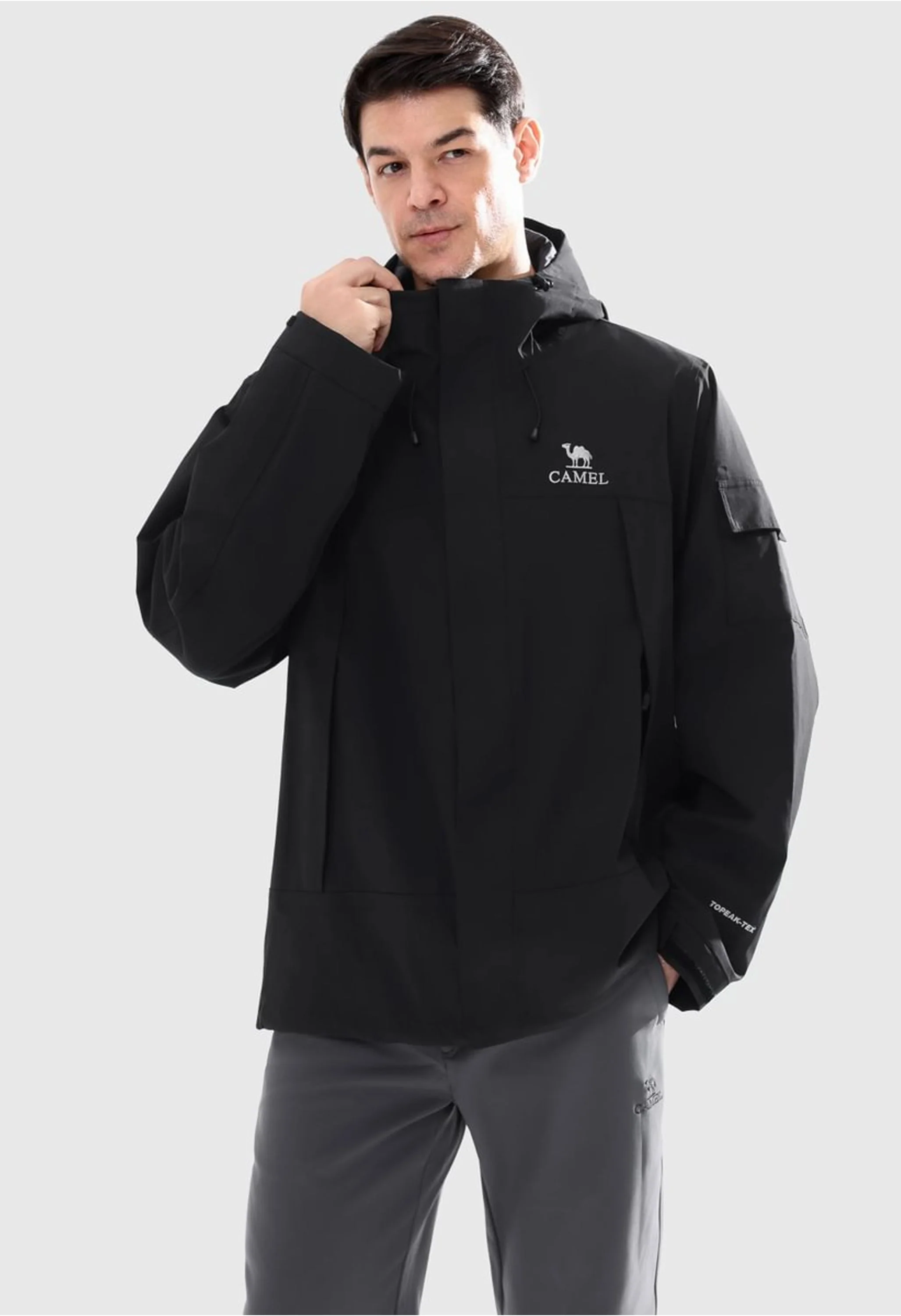 Men's Hiking Black Regular Fit Short Lightweight Waterproof Windproof Jacket - Image 12