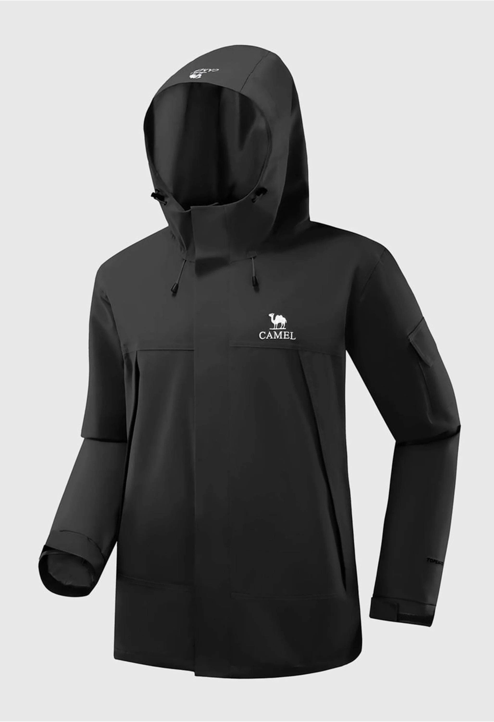 Men's Hiking Black Regular Fit Short Lightweight Waterproof Windproof Jacket - Image 3
