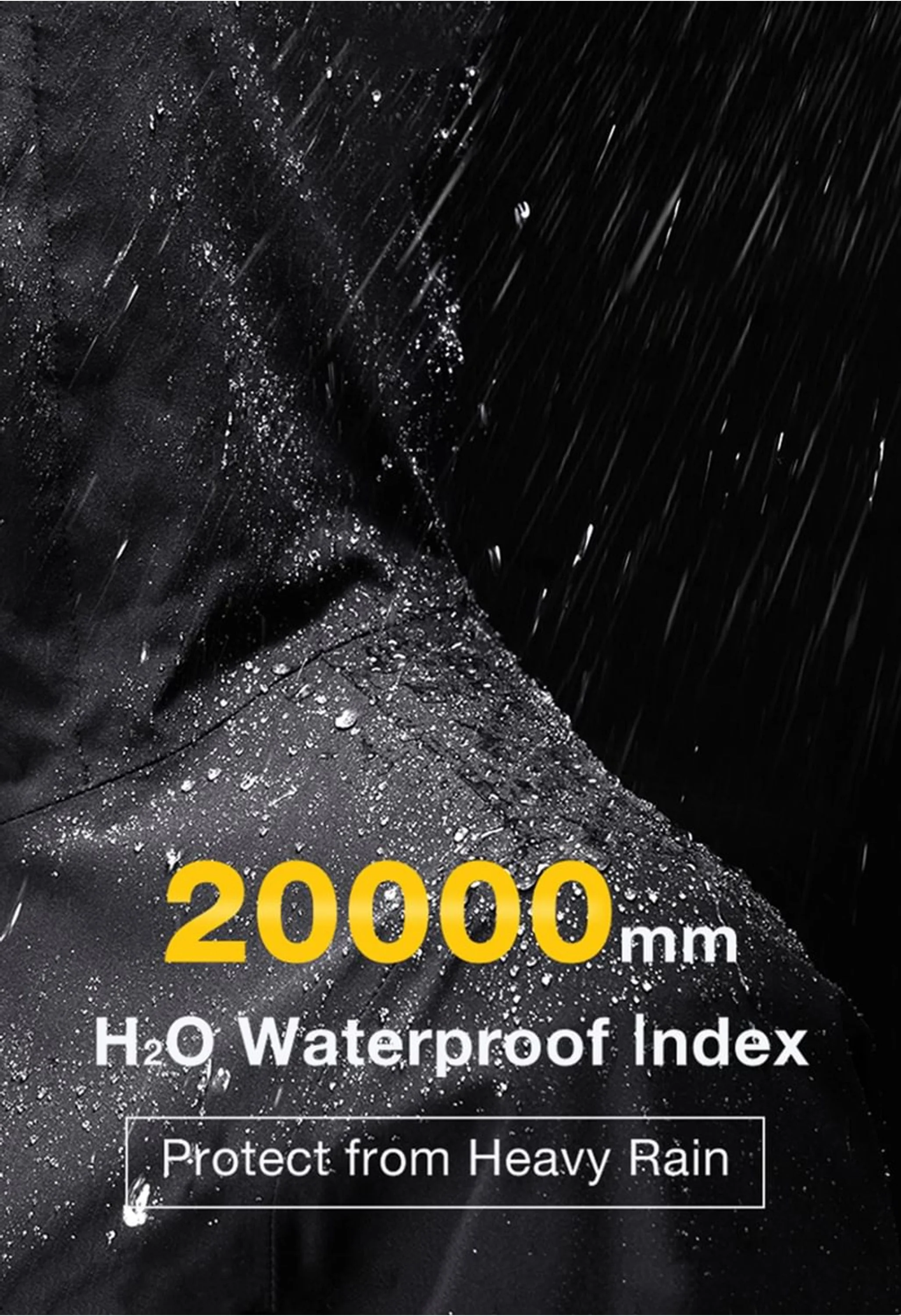 Men's Hiking Black Regular Fit Short Lightweight Waterproof Windproof Jacket - Image 4