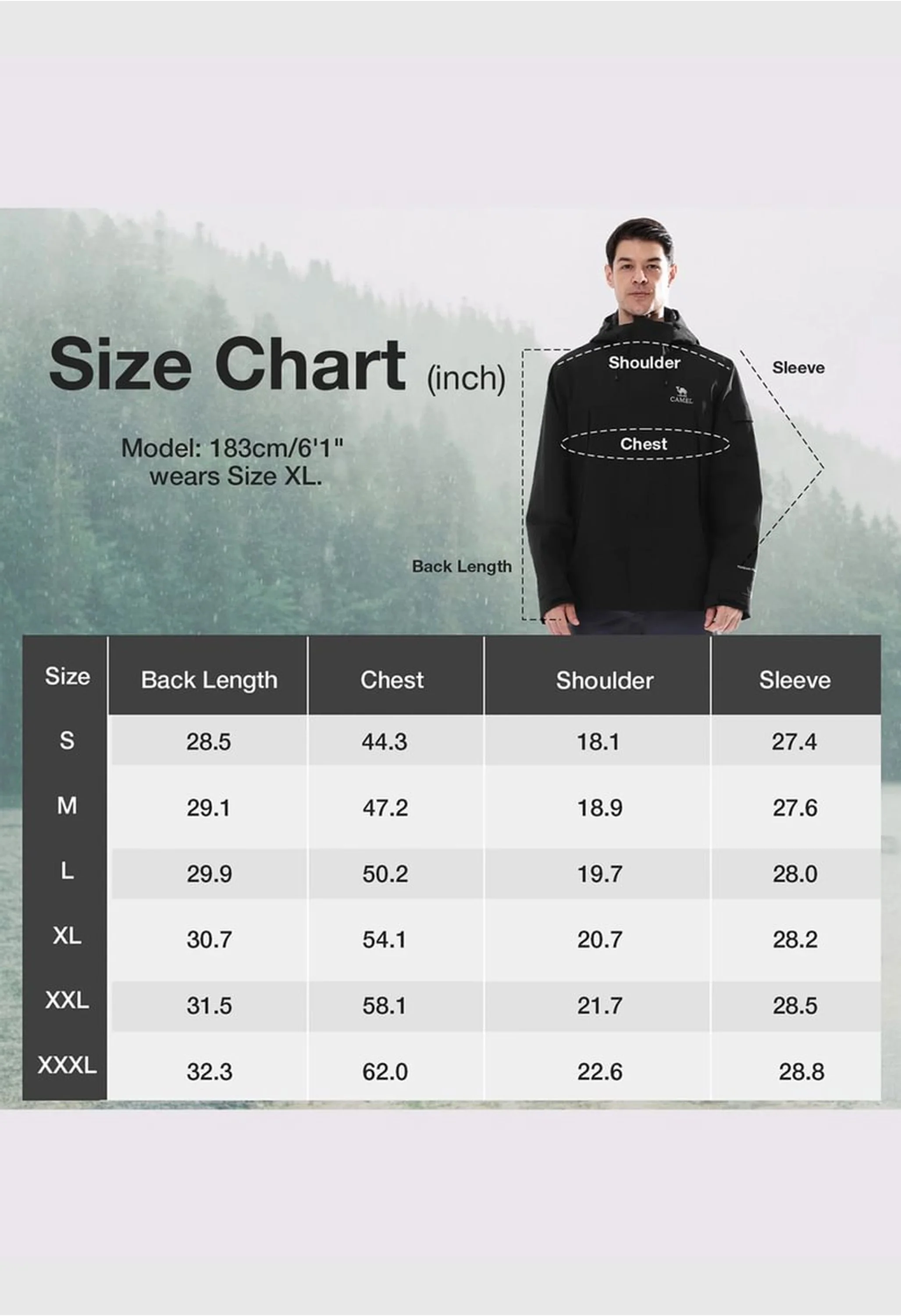 Men's Hiking Black Regular Fit Short Lightweight Waterproof Windproof Jacket - Image 5