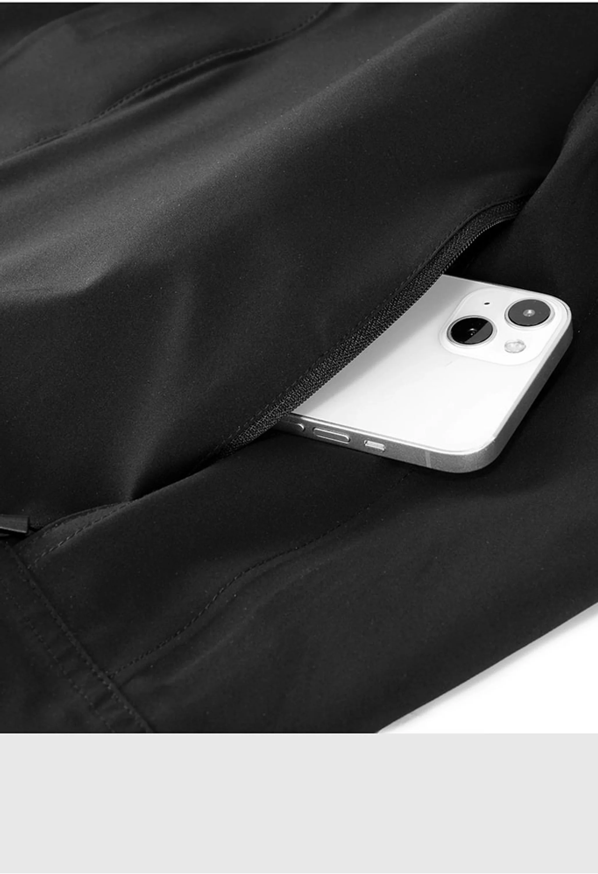 Men's Hiking Black Regular Fit Short Lightweight Waterproof Windproof Jacket - Image 8