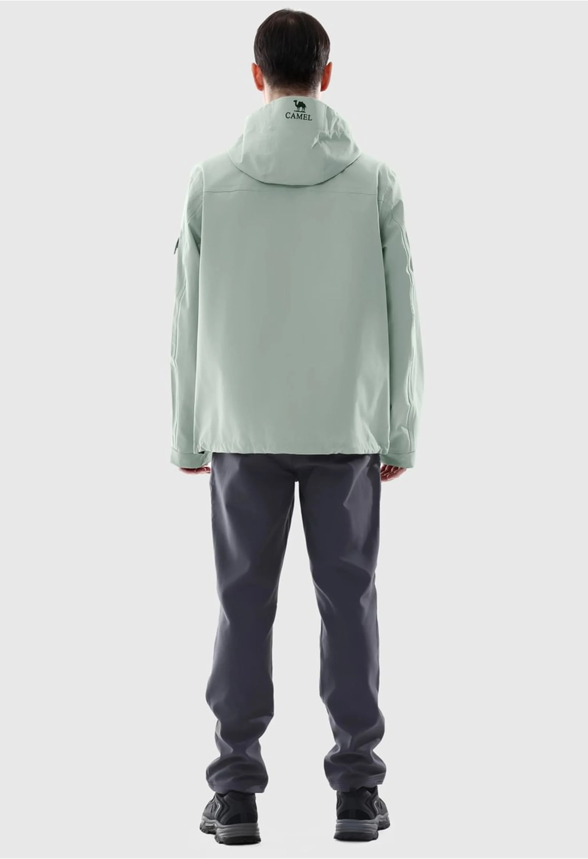 Men's Hiking Gray Regular Fit Short Lightweight Waterproof Windproof Jacket - Image 10