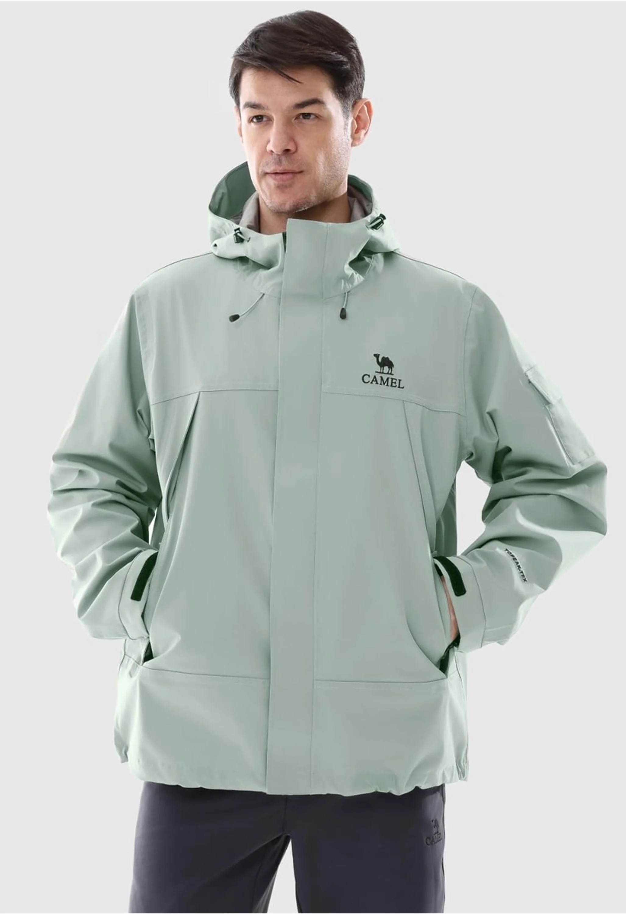 Men's Hiking Gray Regular Fit Short Lightweight Waterproof Windproof Jacket - Image 11