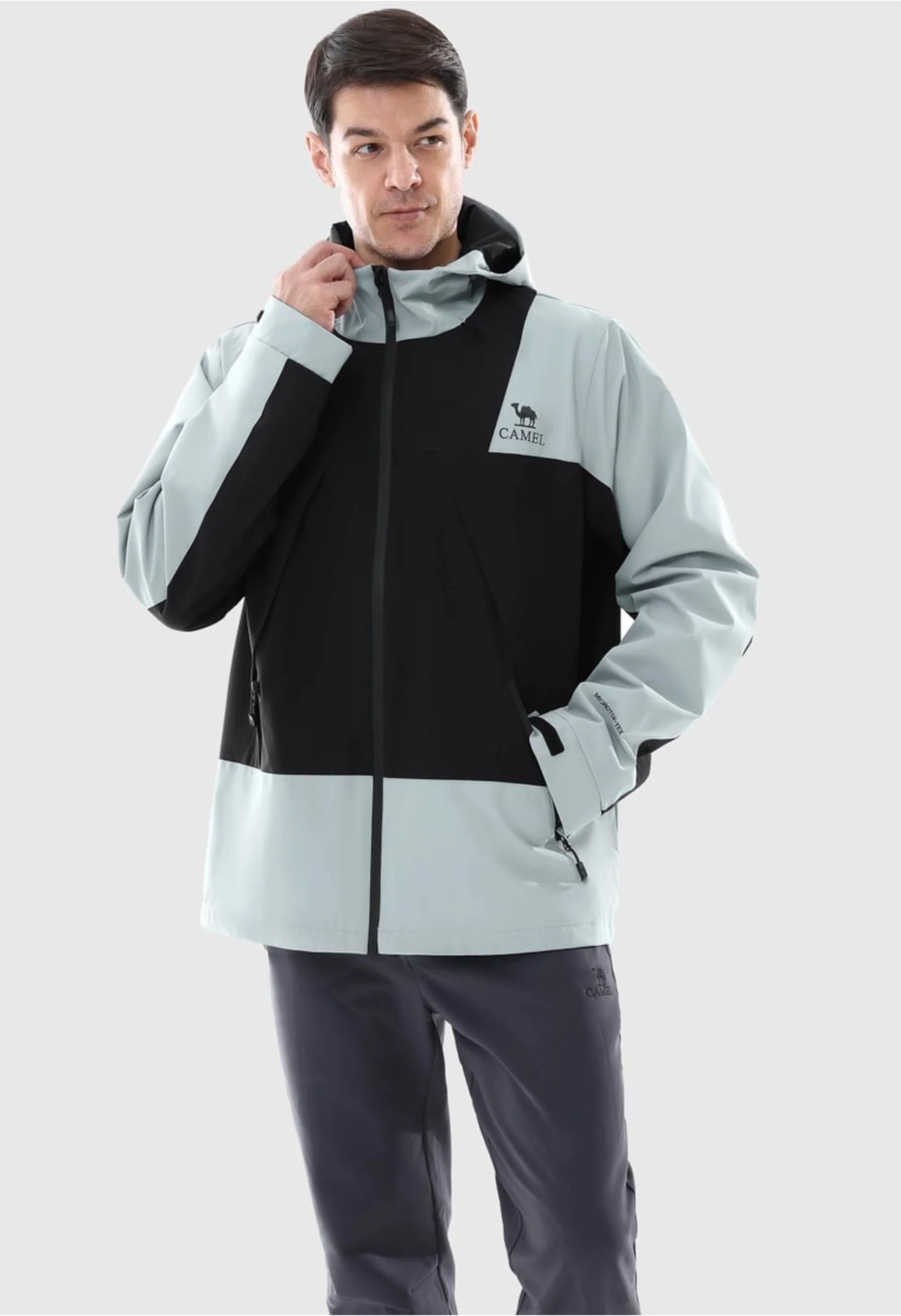 Men's Hiking Black Regular Fit Short Lightweight Waterproof Windproof Jacket - Image 5