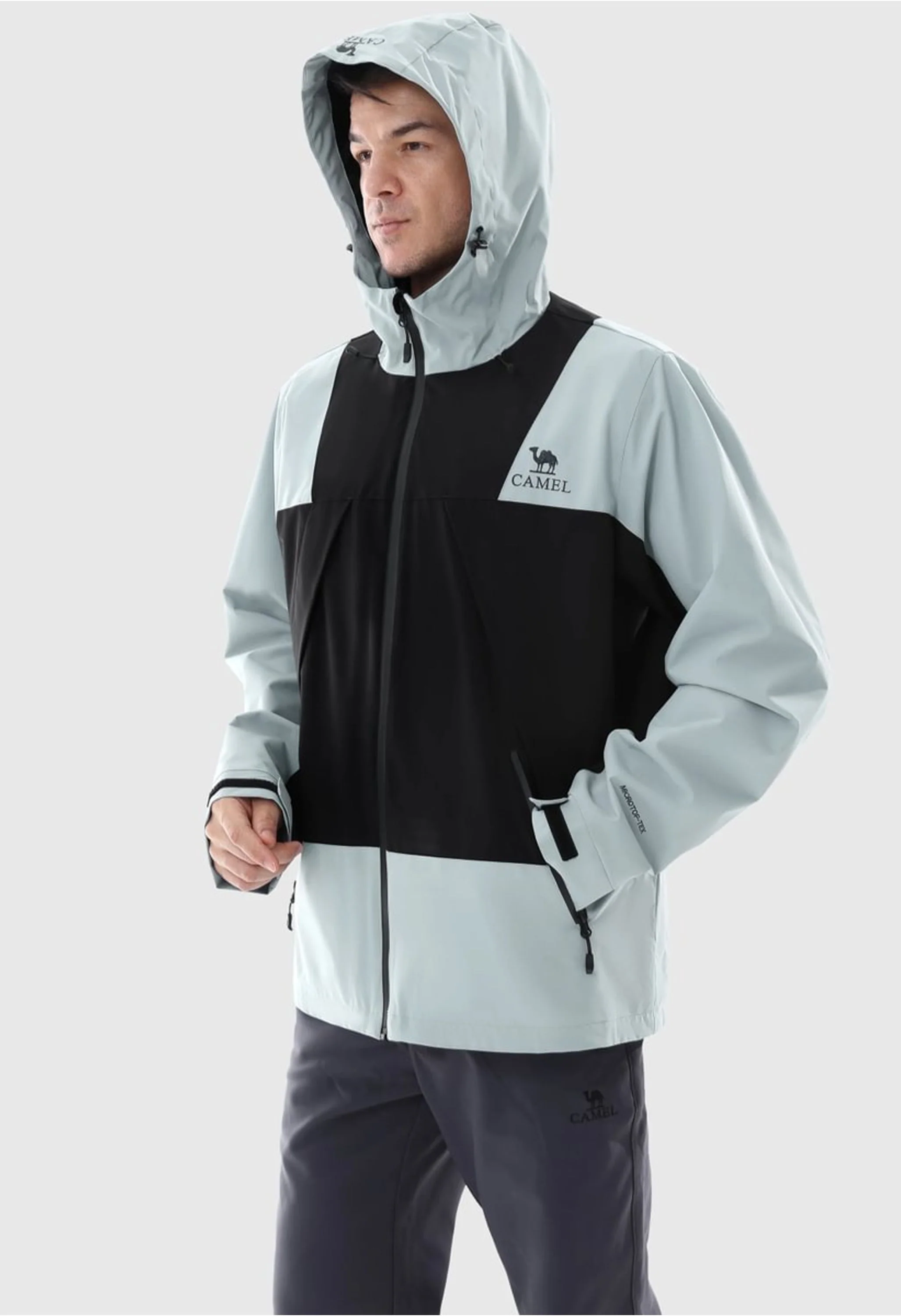 Men's Hiking Black Regular Fit Short Lightweight Waterproof Windproof Jacket - Image 7