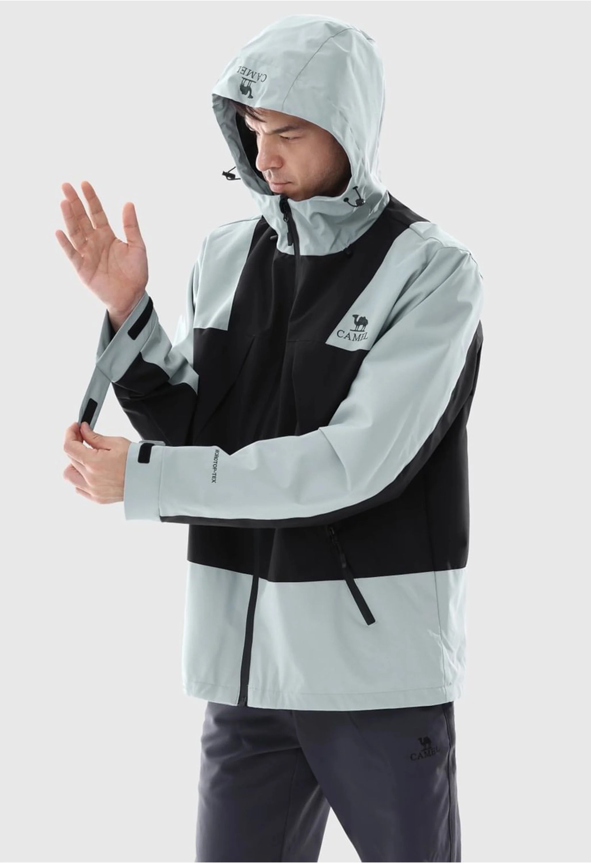 Men's Hiking Black Regular Fit Short Lightweight Waterproof Windproof Jacket - Image 8