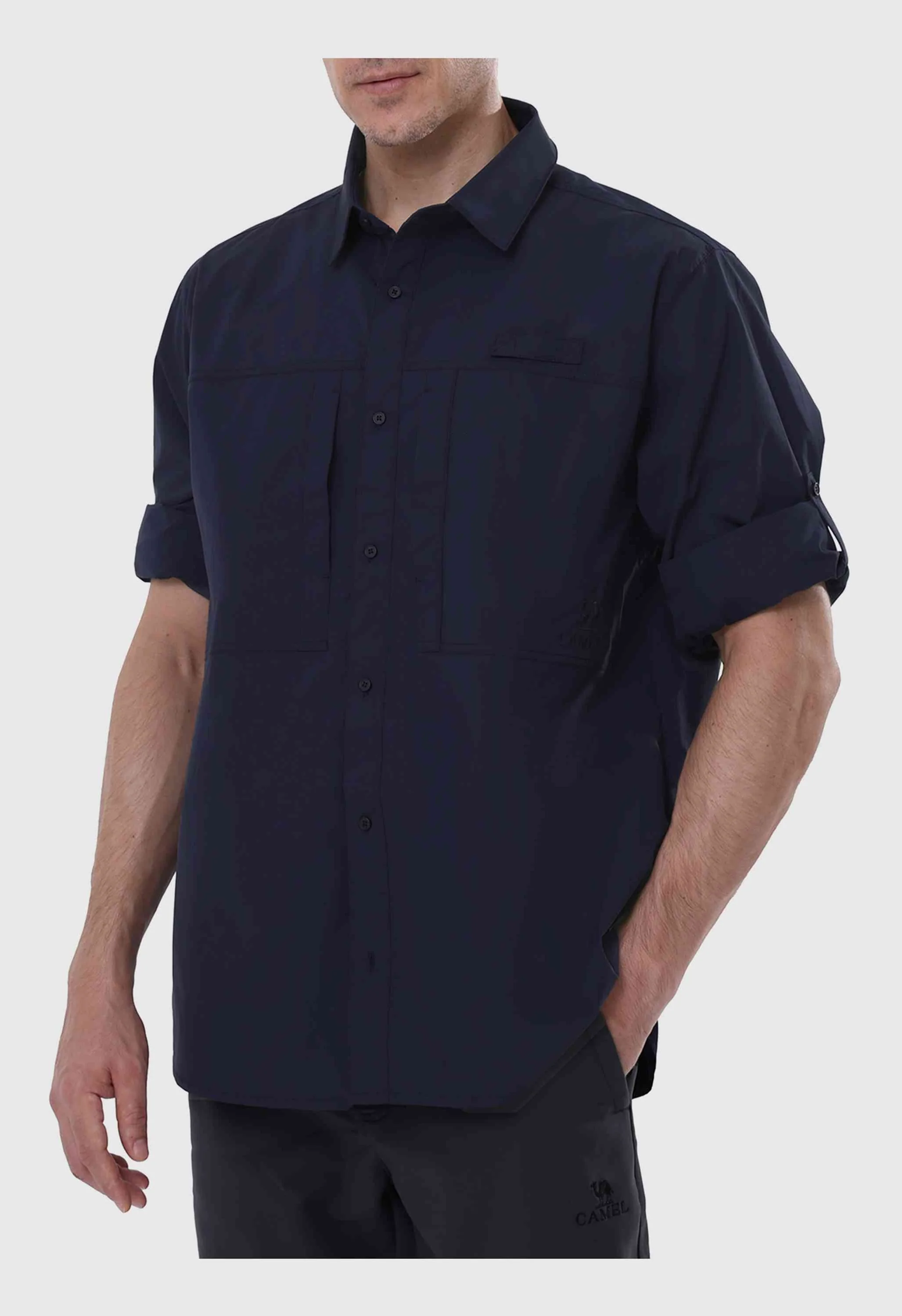 CAMEL CROWN Men's Spring Blue Long Sleeve Sun Protection Outdoor Cool Fishing Work Shirts - Image 2