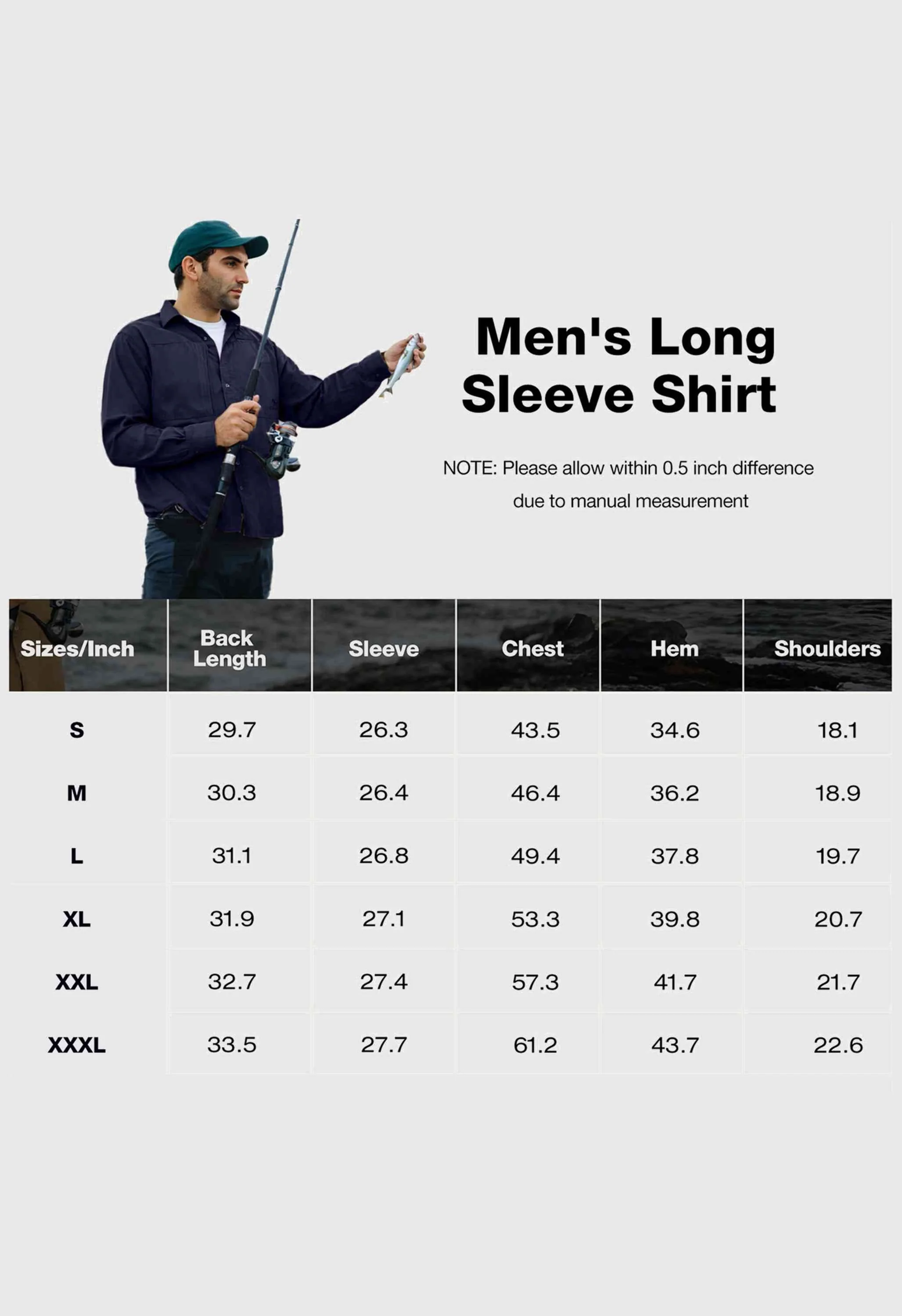 CAMEL CROWN Men's Spring Blue Long Sleeve Sun Protection Outdoor Cool Fishing Work Shirts - Image 6