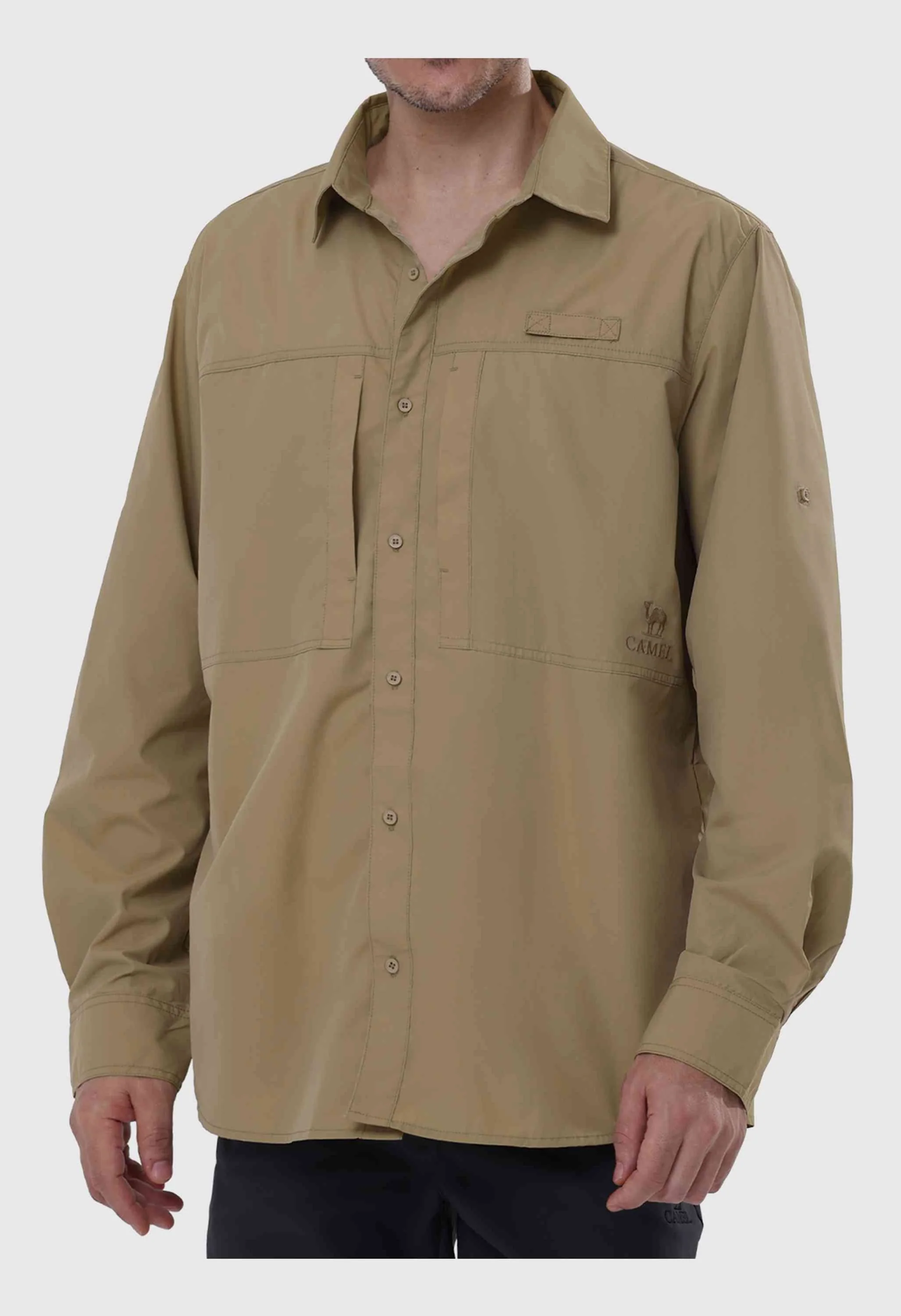 CAMEL CROWN Men's Spring Brown Long Sleeve Sun Protection Outdoor Cool Fishing Work Shirts - Image 3