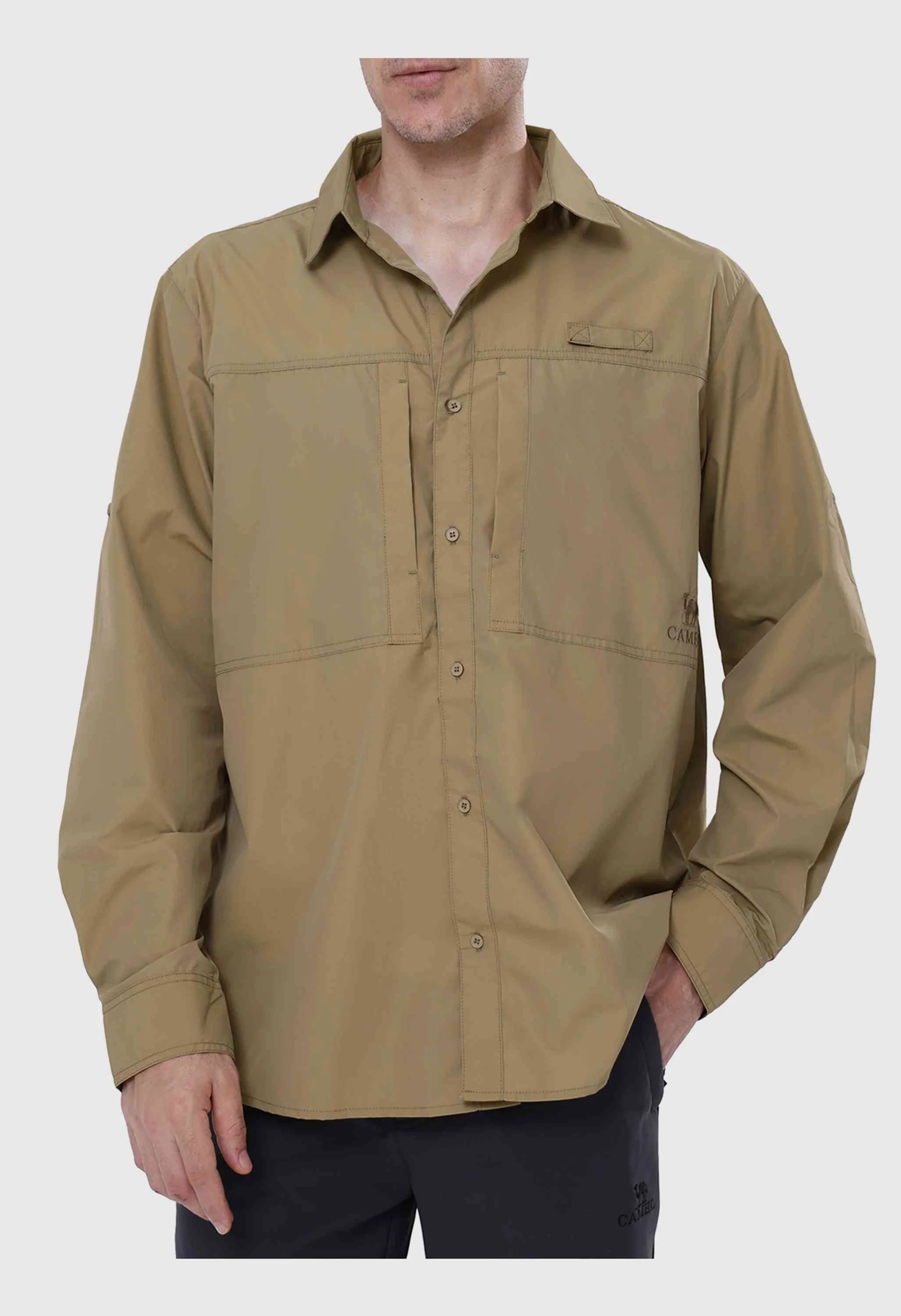 CAMEL CROWN Men's Spring Brown Long Sleeve Sun Protection Outdoor Cool Fishing Work Shirts - Image 4