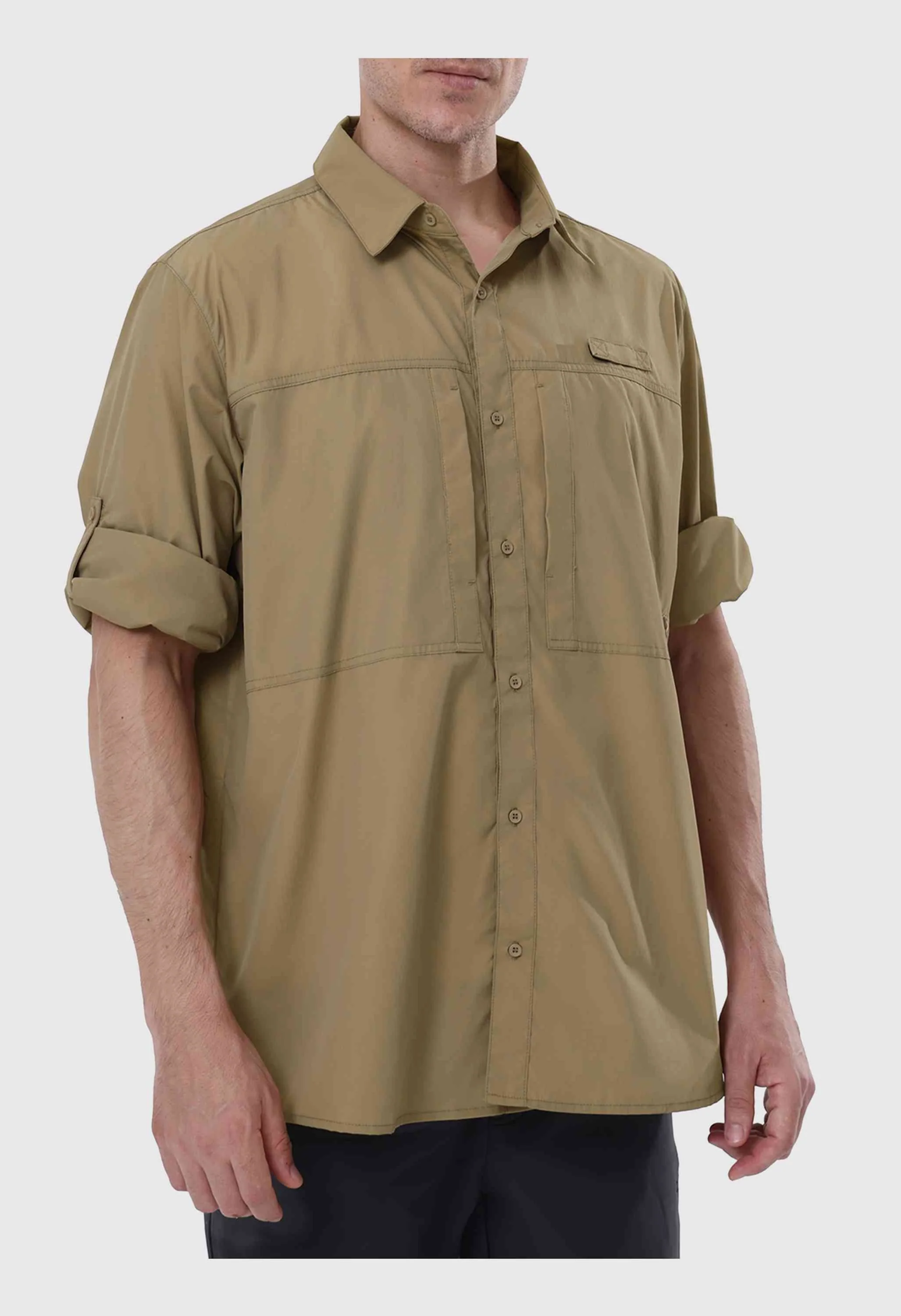 CAMEL CROWN Men's Spring Brown Long Sleeve Sun Protection Outdoor Cool Fishing Work Shirts - Image 5