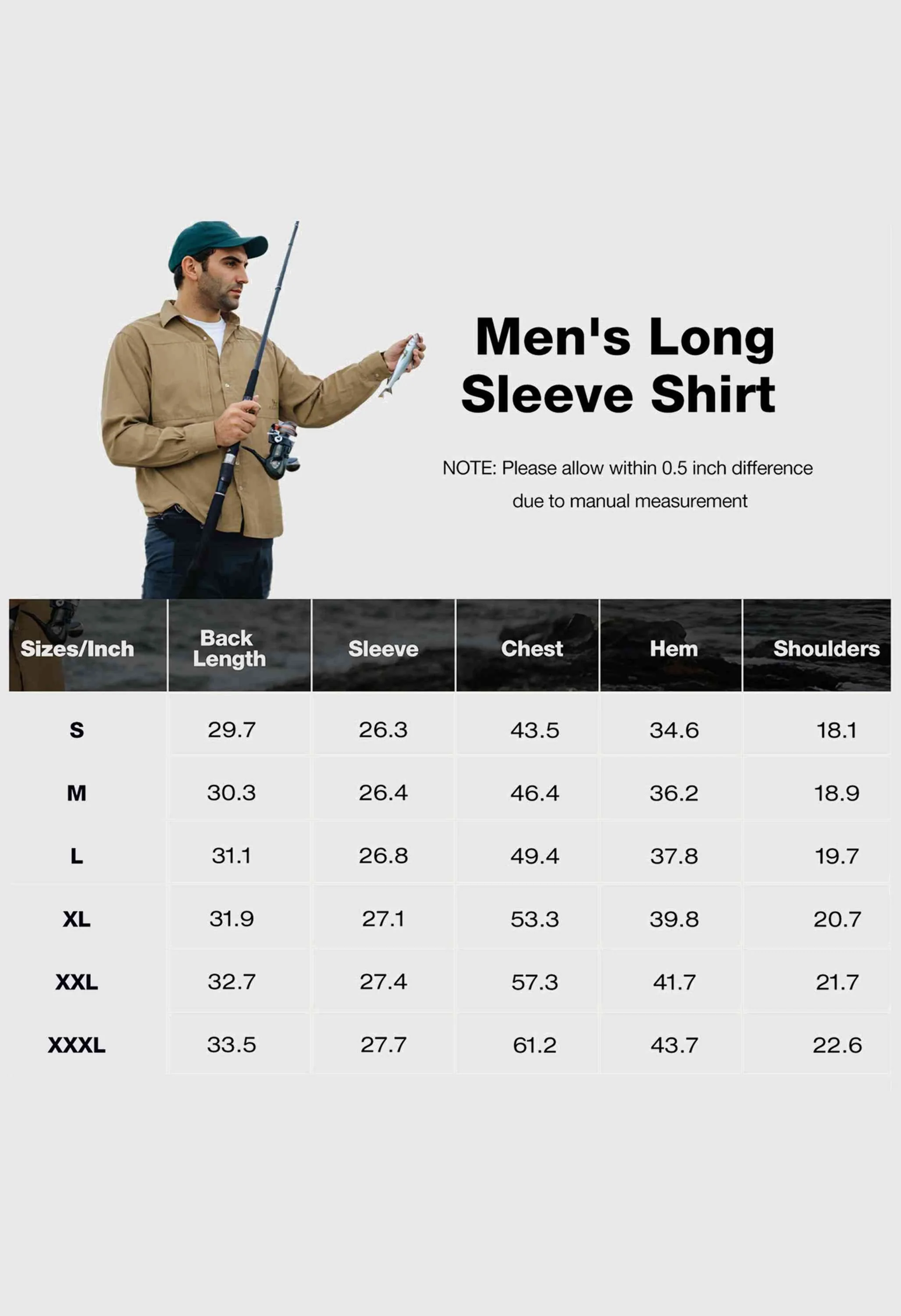 CAMEL CROWN Men's Spring Brown Long Sleeve Sun Protection Outdoor Cool Fishing Work Shirts - Image 6