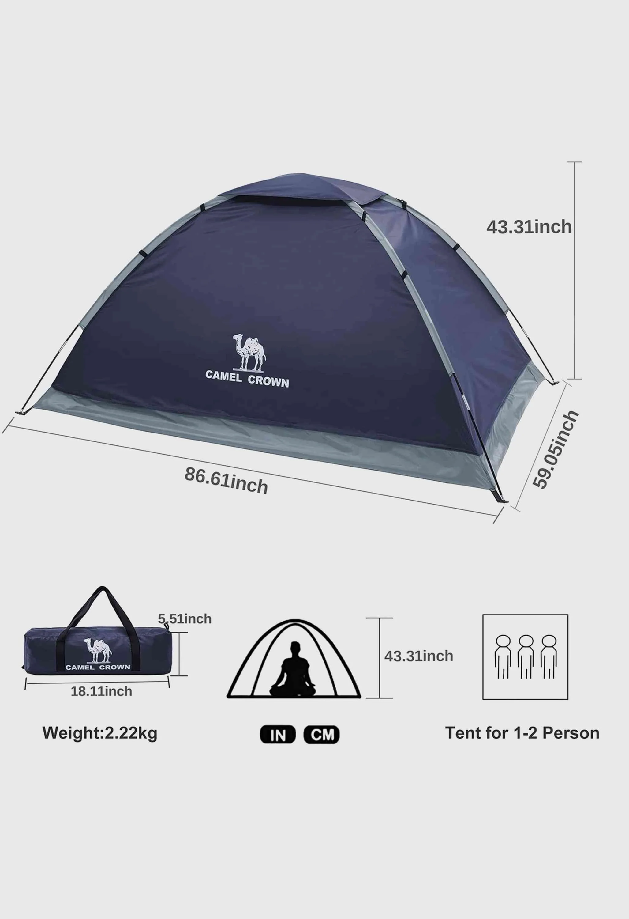 CAMEL CROWN 2 Person Easy Setup Outdoor Tents Water Resistant Lightweight Hiking Traveling Camping Tent - Image 2