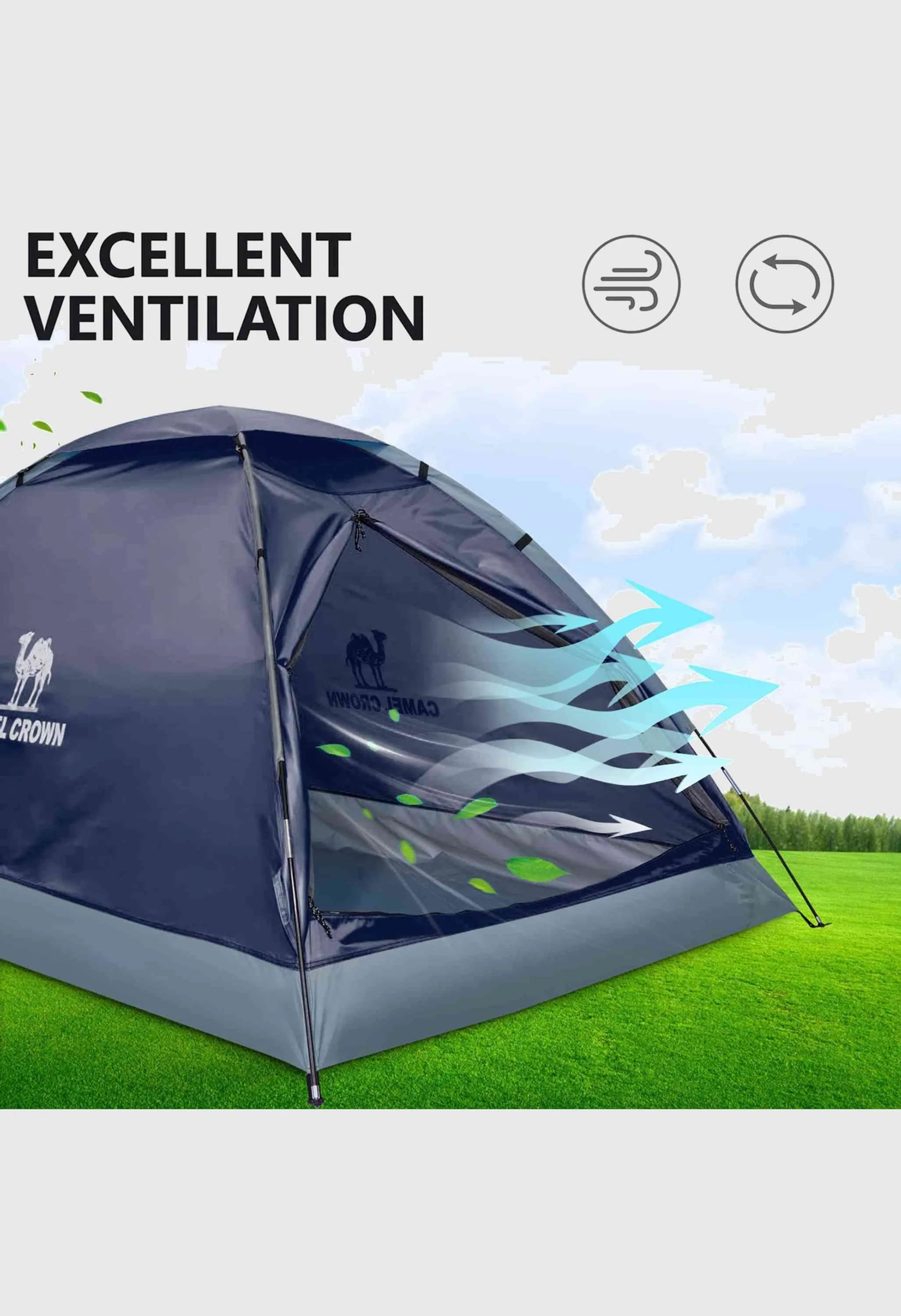 CAMEL CROWN 2 Person Easy Setup Outdoor Tents Water Resistant Lightweight Hiking Traveling Camping Tent - Image 4