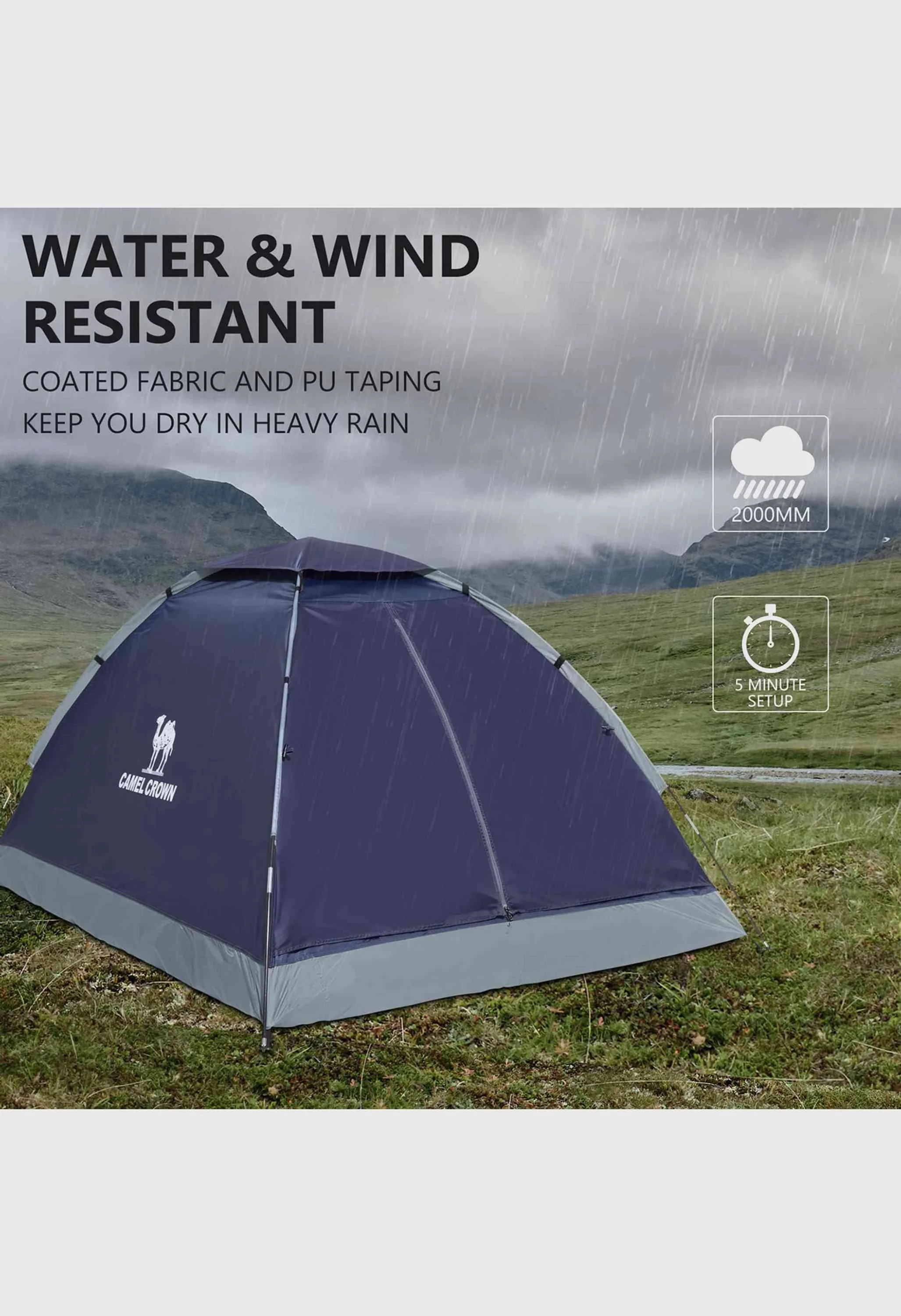 CAMEL CROWN 2 Person Easy Setup Outdoor Tents Water Resistant Lightweight Hiking Traveling Camping Tent - Image 6