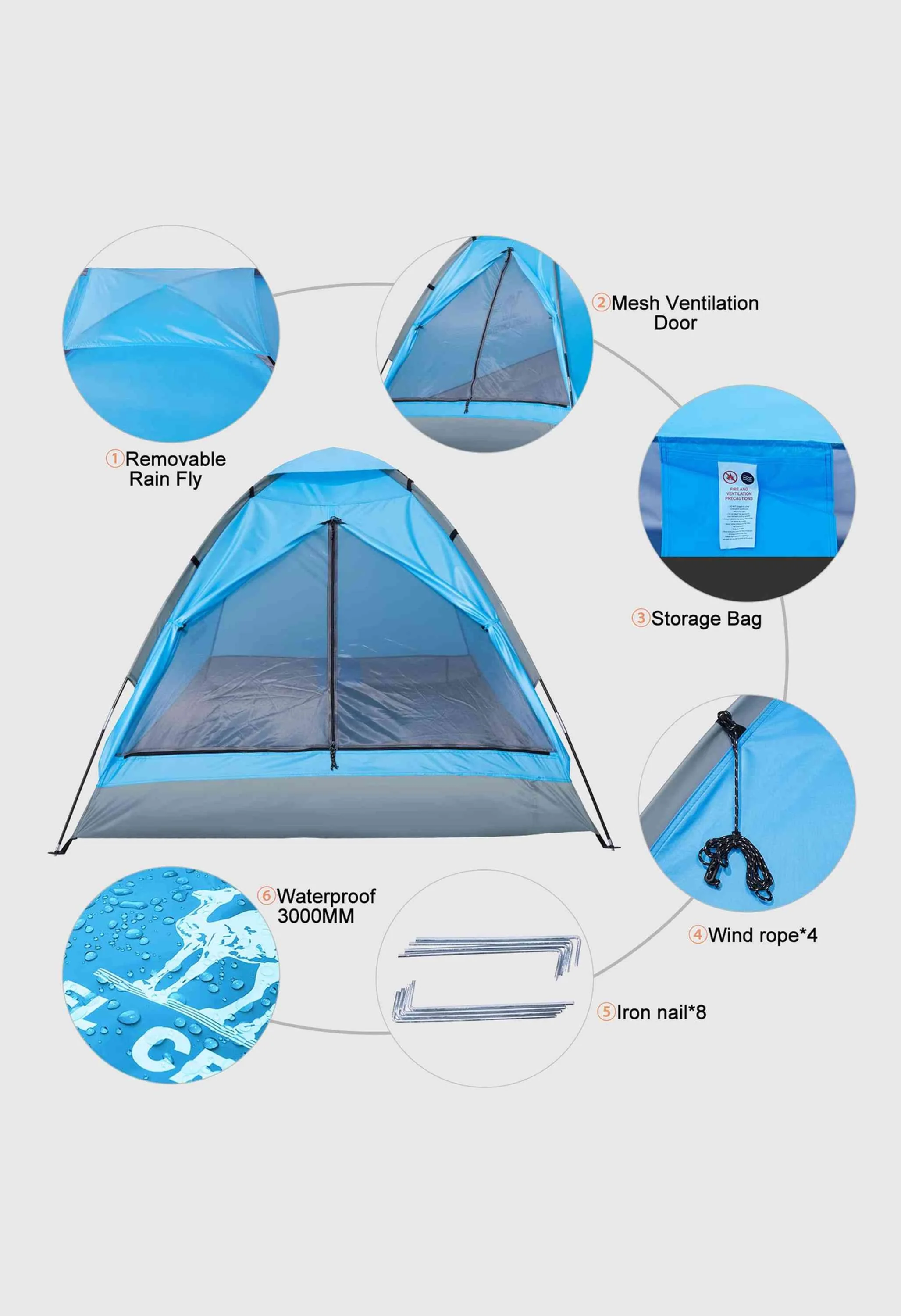 CAMEL CROWN 2 Person Easy Setup Outdoor Tents Water Resistant Lightweight Hiking Traveling Camping Tent - Image 3