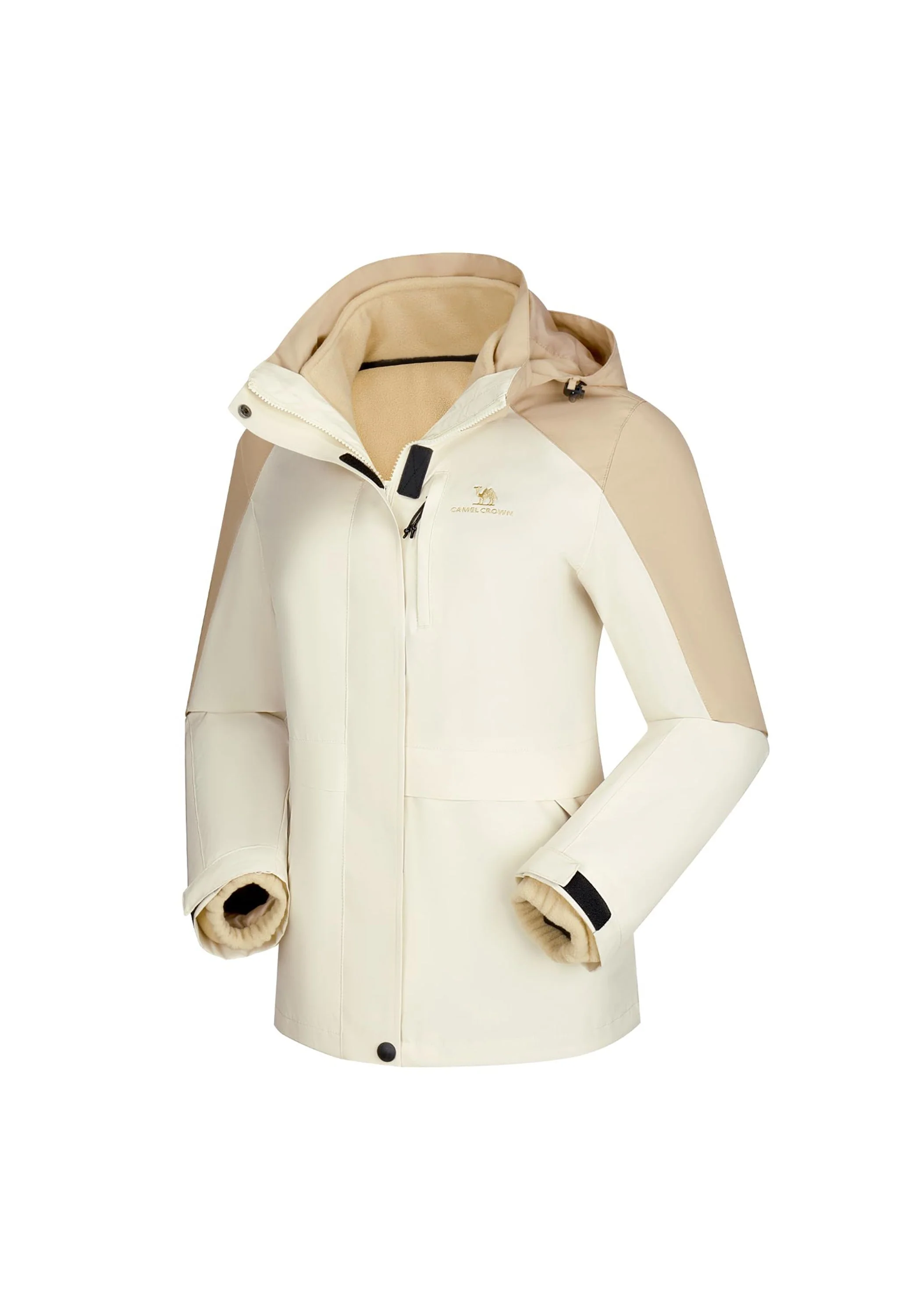 Women's Ski Apricot Regular Fit Short Waterproof Windproof 3in1 Jacket - Image 2