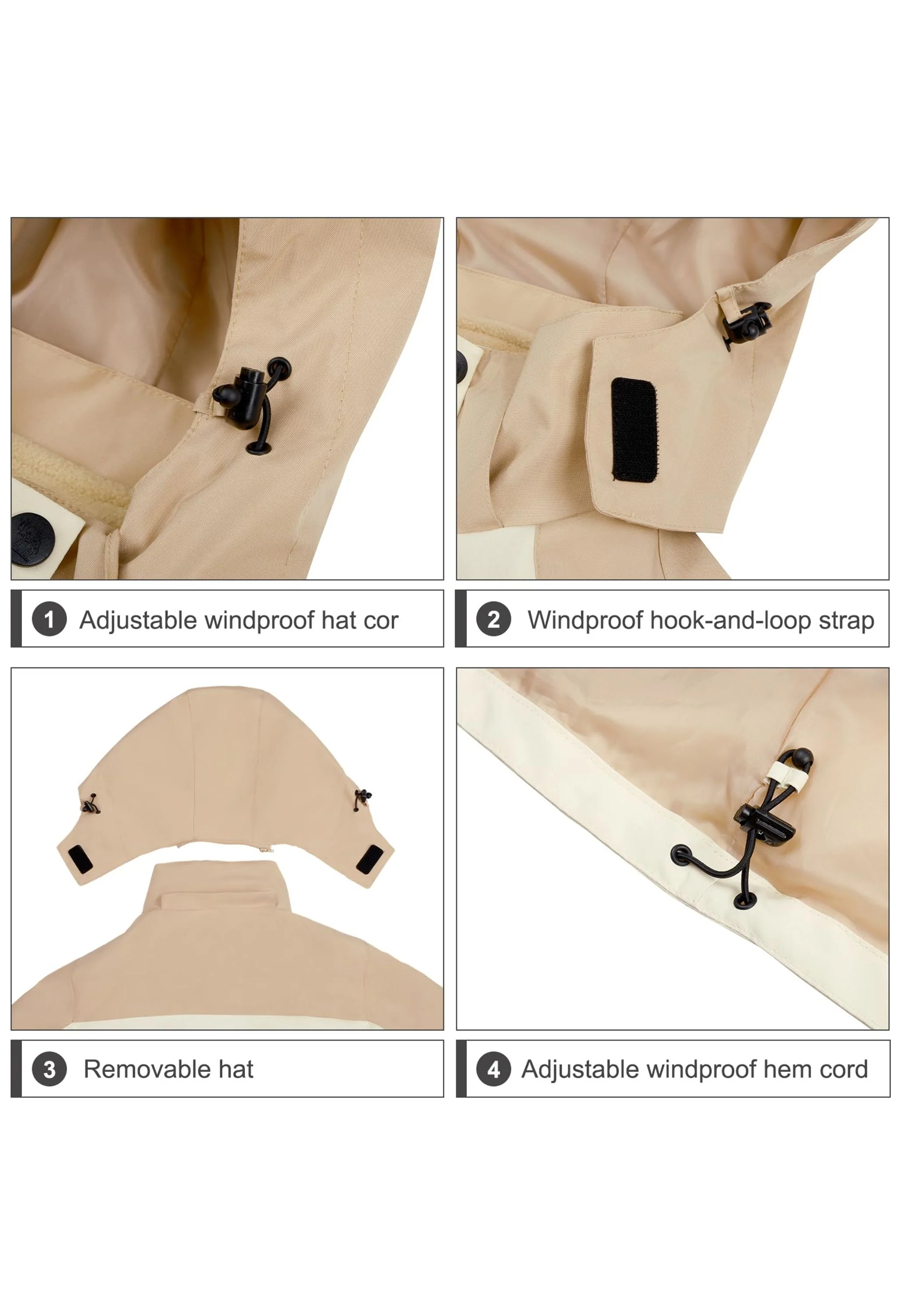 Women's Ski Apricot Regular Fit Short Waterproof Windproof 3in1 Jacket - Image 6