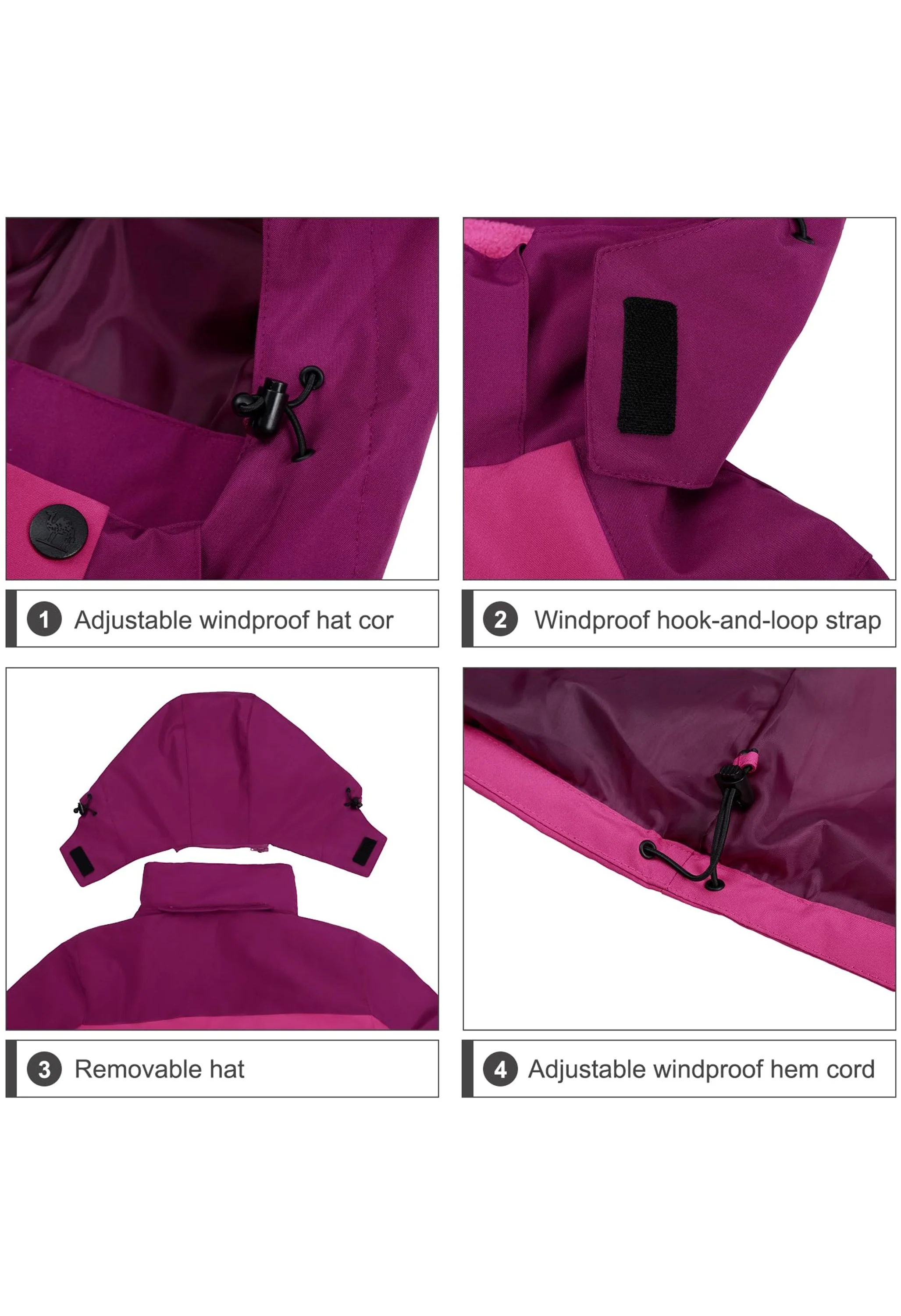 Women's Ski Red Regular Fit Short Waterproof Windproof 3in1 Jacket - Image 6