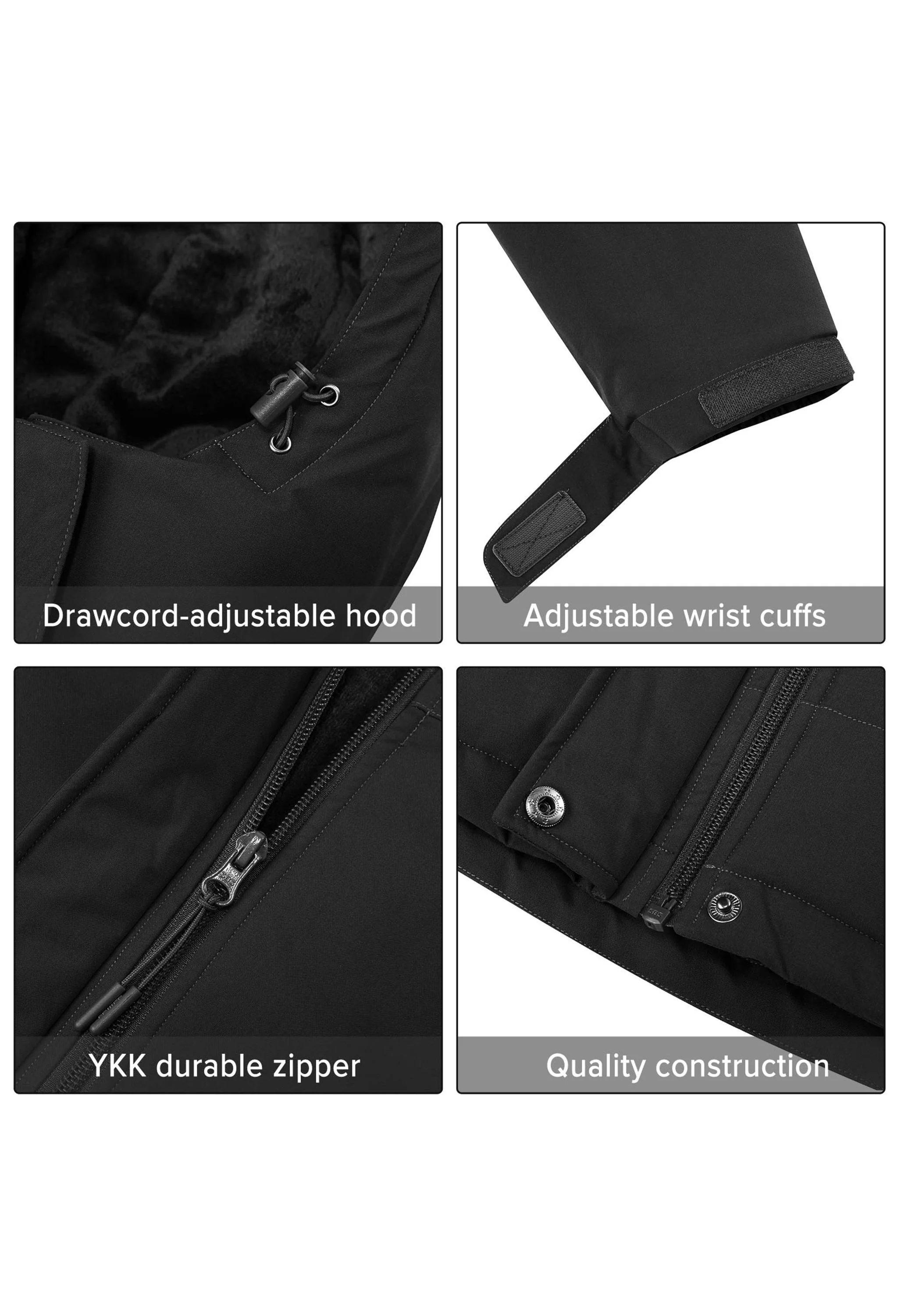 Women's Winter Black Regular Fit Short Waterproof Windproof Ski Jacket - Image 5