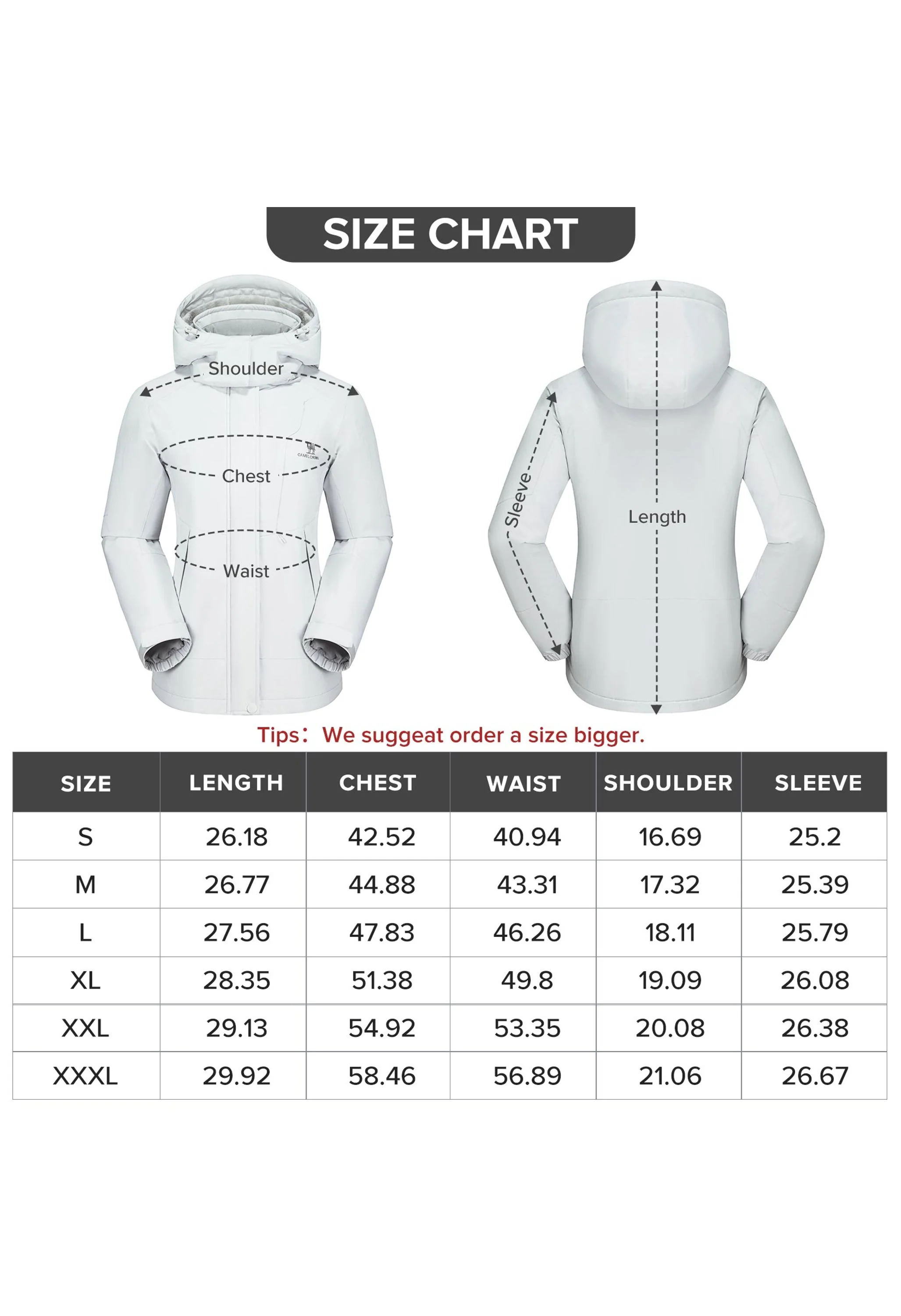 Women's Winter Gray Regular Fit Short Waterproof Windproof Ski Jacket - Image 6