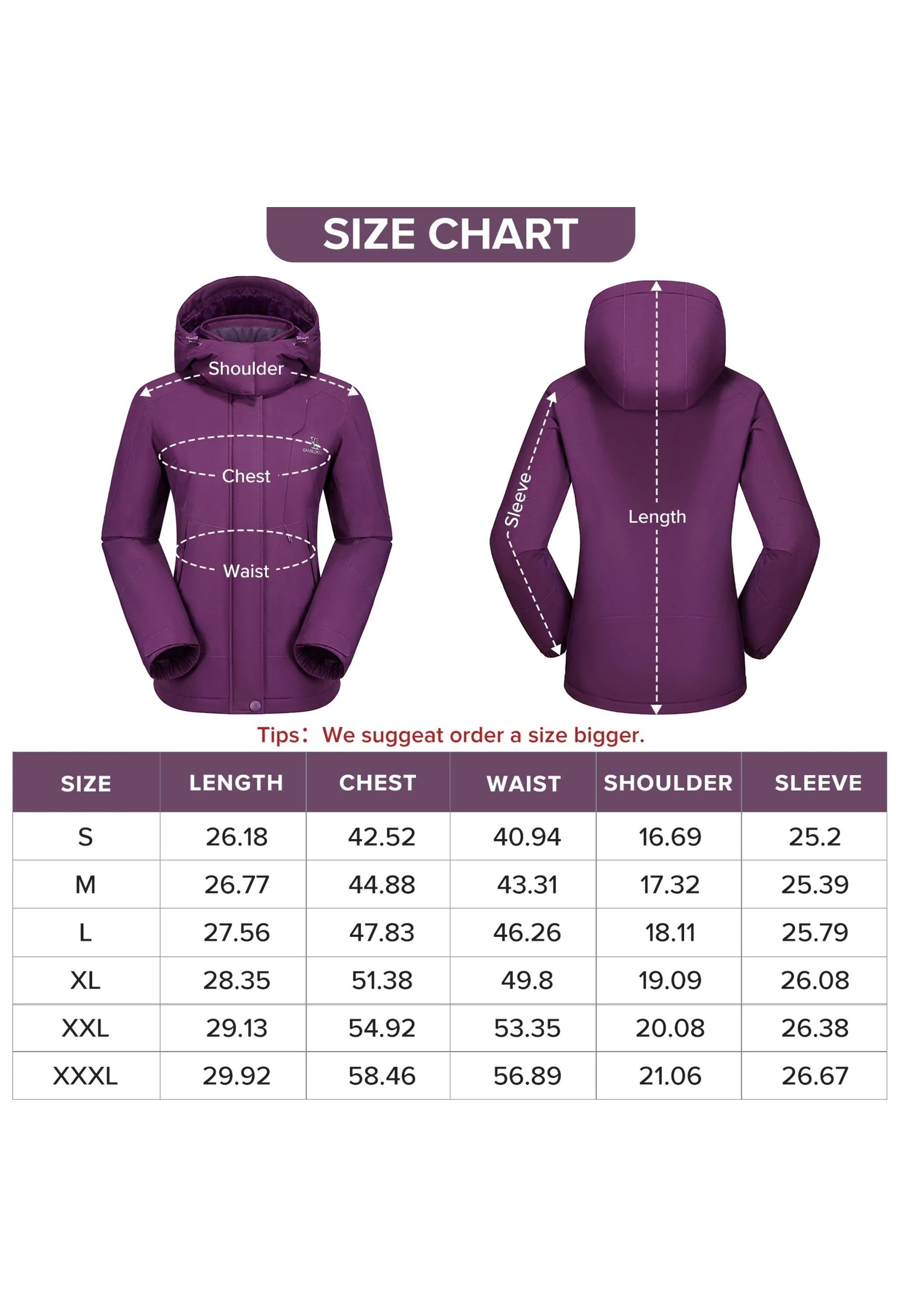 Women's Winter Purple Regular Fit Short Waterproof Windproof Ski Jacket - Image 6