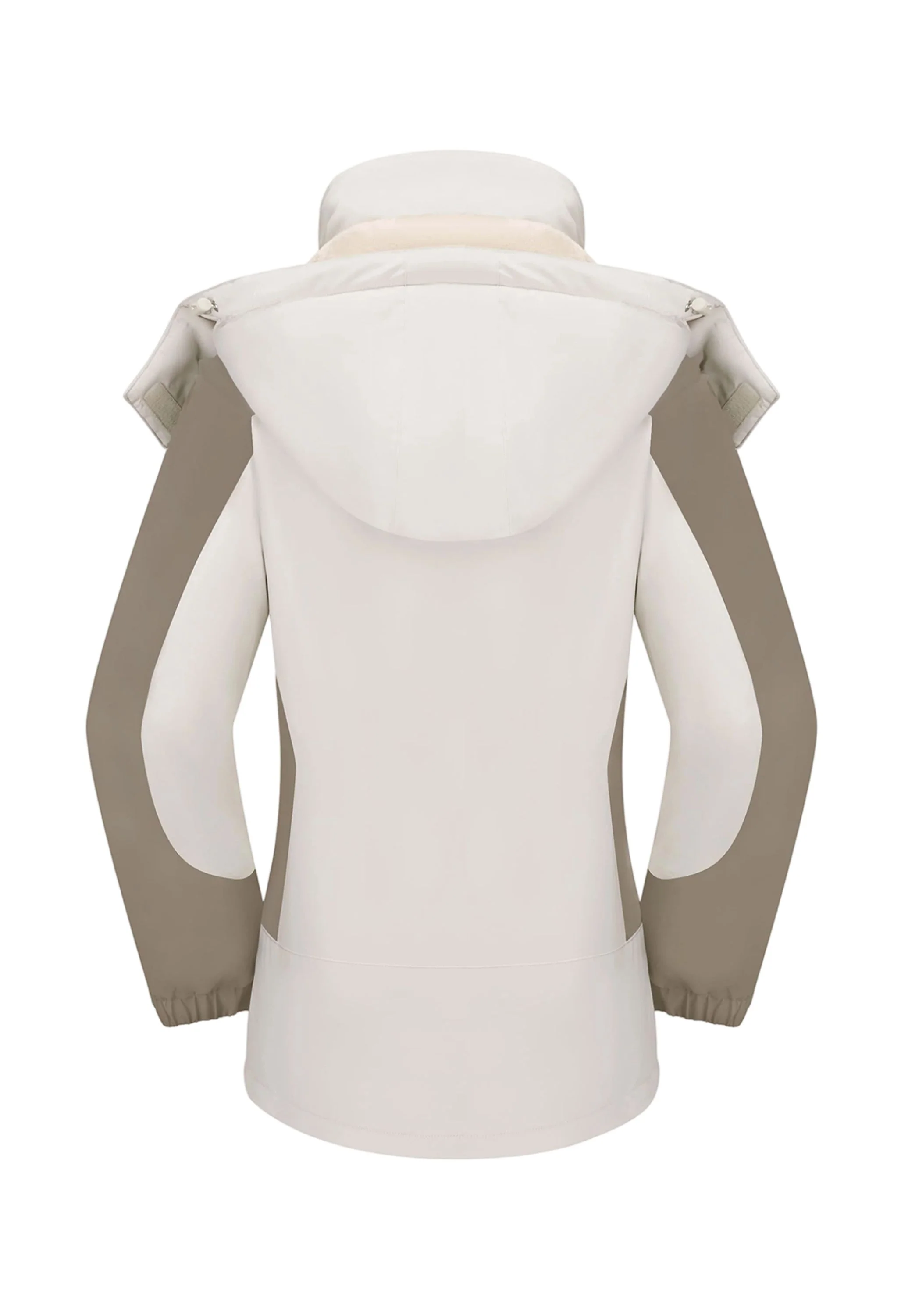 Women's Winter Beige Regular Fit Short Waterproof Windproof Ski Jacket - Image 3
