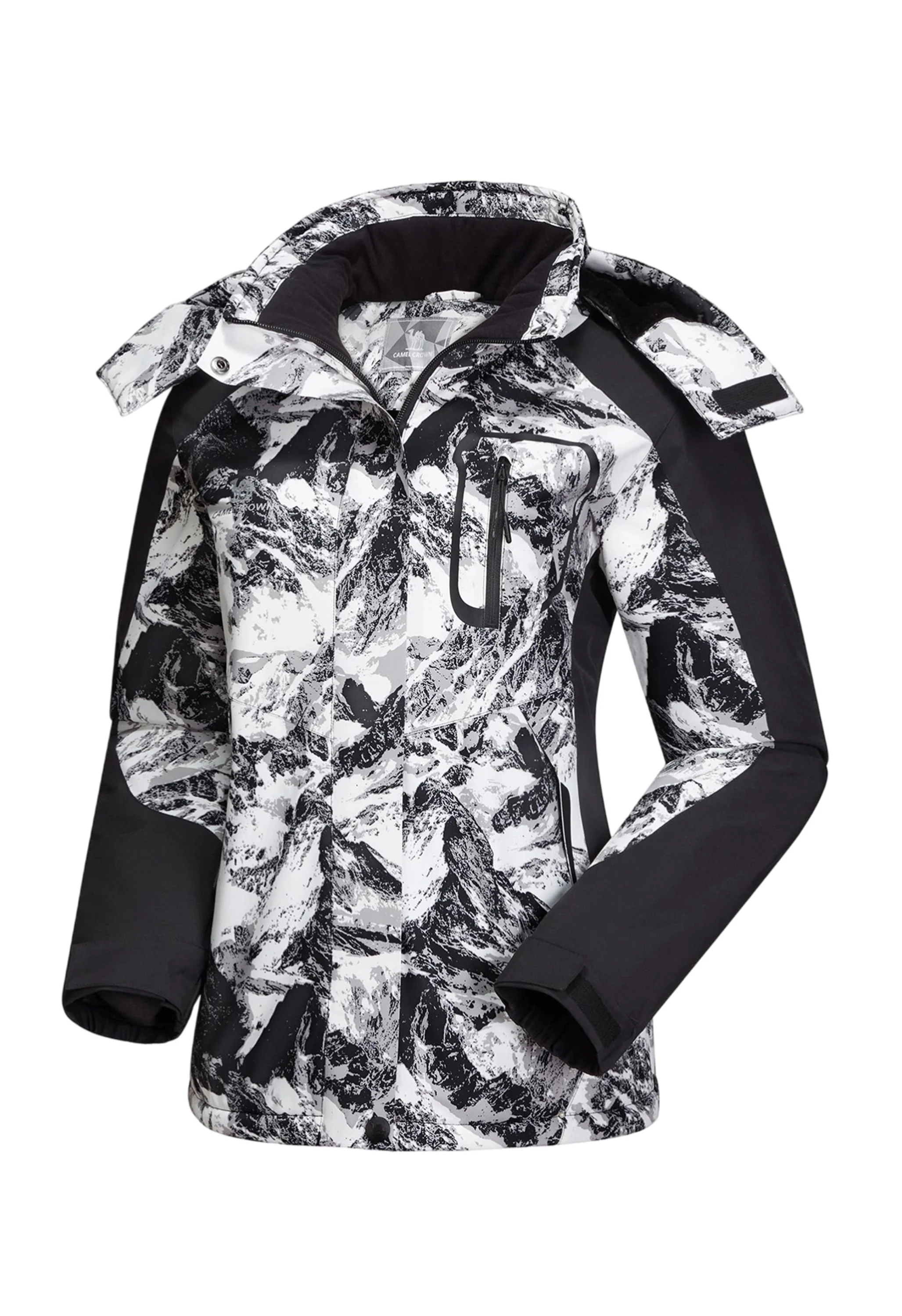 Women's Winter Gray Regular Fit Short Waterproof Windproof Ski Jacket - Image 2