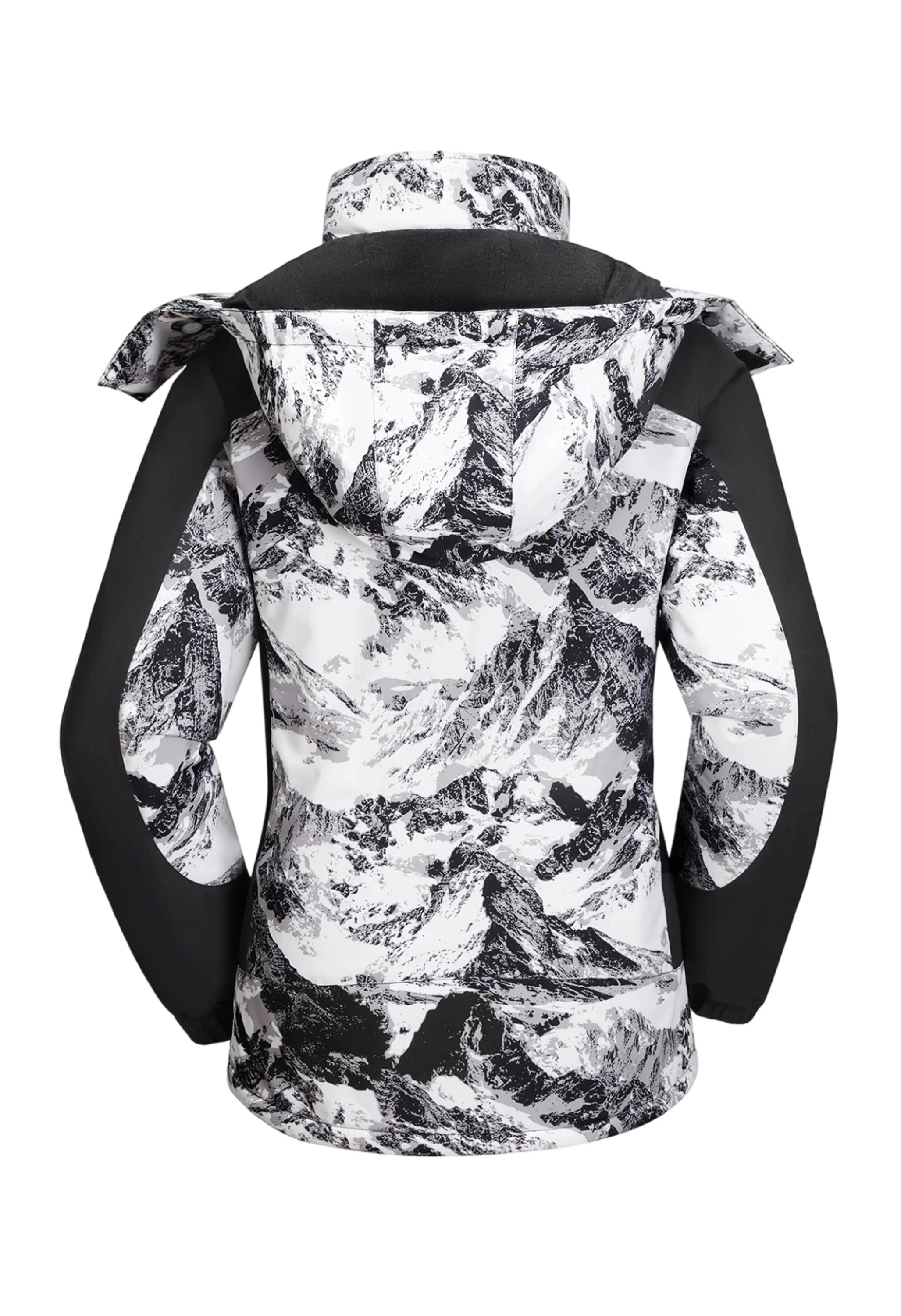 Women's Winter Gray Regular Fit Short Waterproof Windproof Ski Jacket - Image 3
