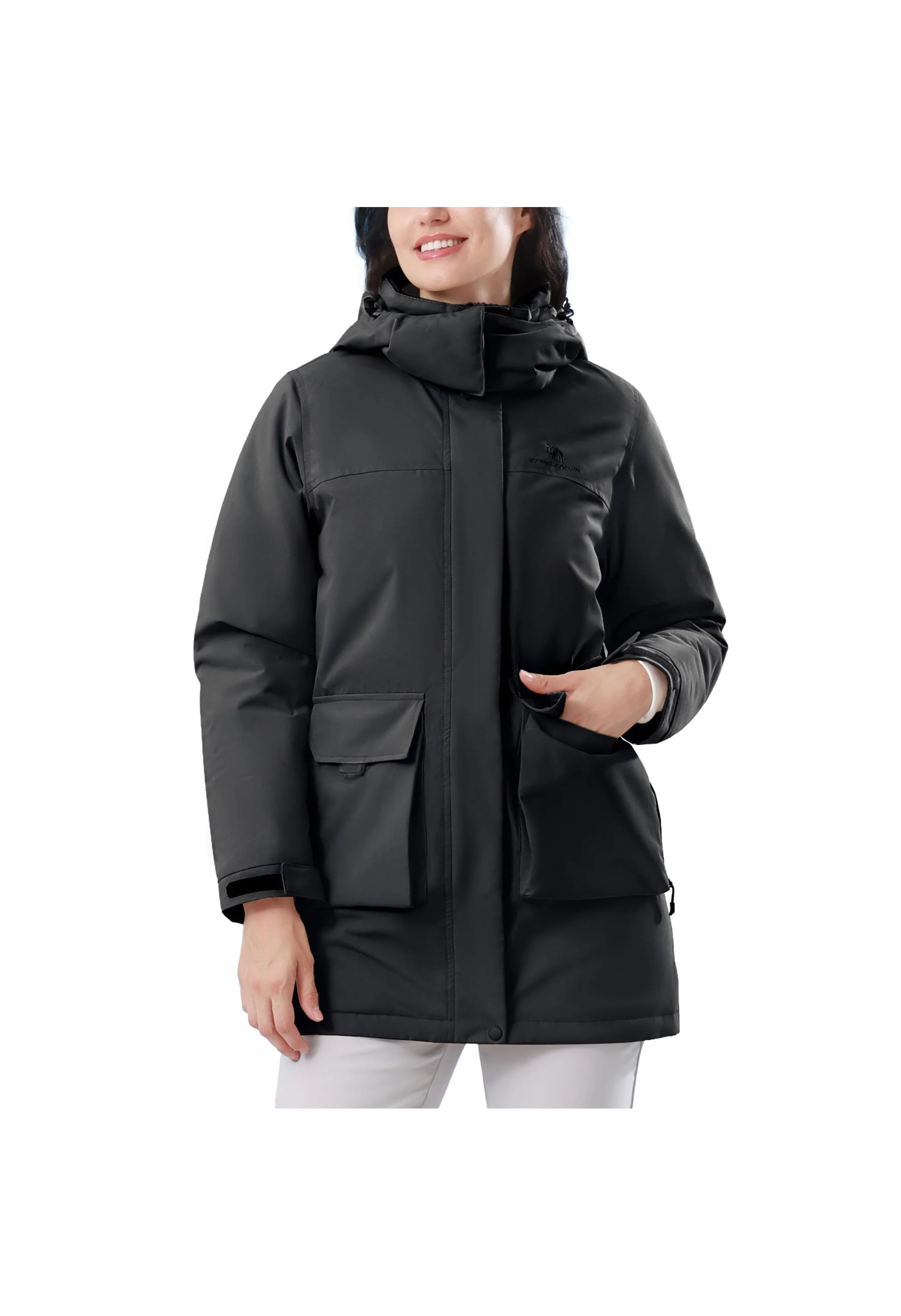Women's Winter Black Regular Fit Short Waterproof Windproof Ski Jacket - Image 2