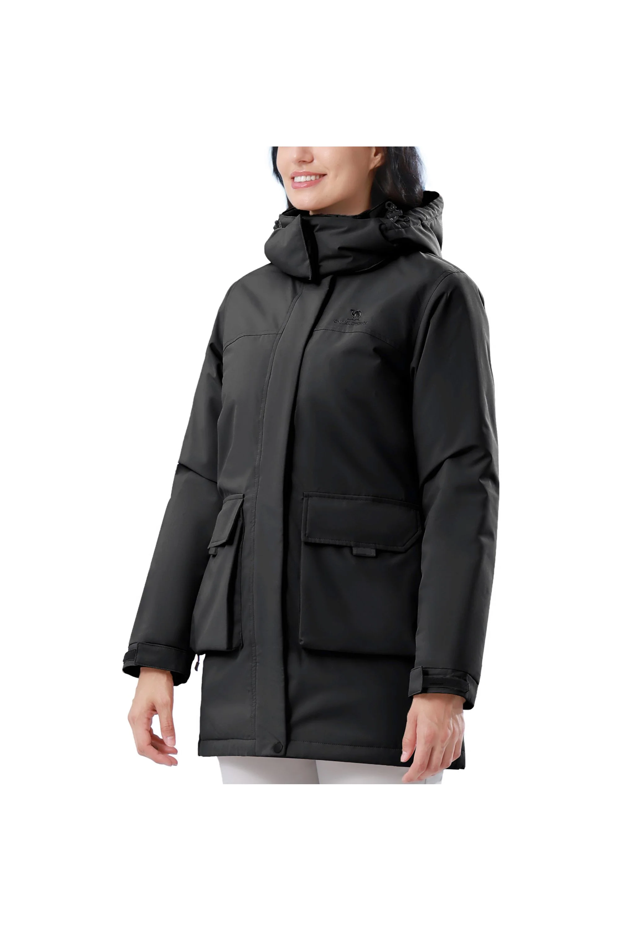 Women's Winter Black Regular Fit Short Waterproof Windproof Ski Jacket - Image 4