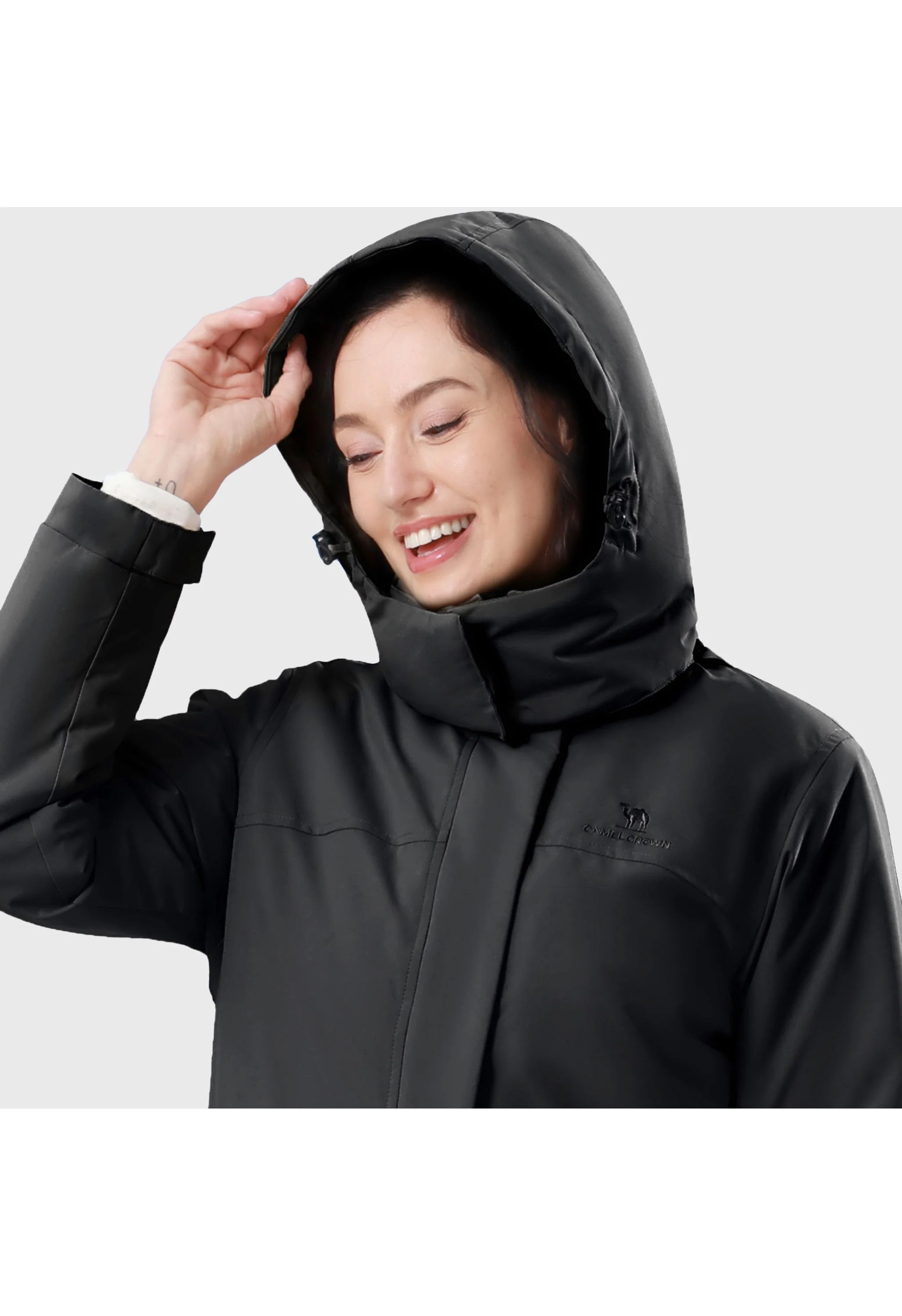 Women's Winter Black Regular Fit Short Waterproof Windproof Ski Jacket - Image 6