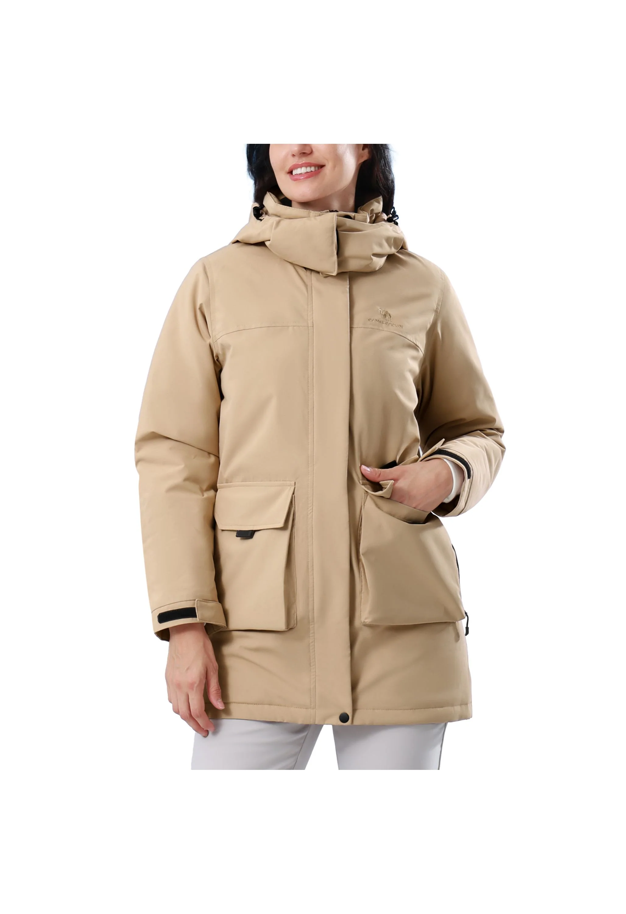 Women's Winter Brown Regular Fit Short Waterproof Windproof Ski Jacket - Image 2