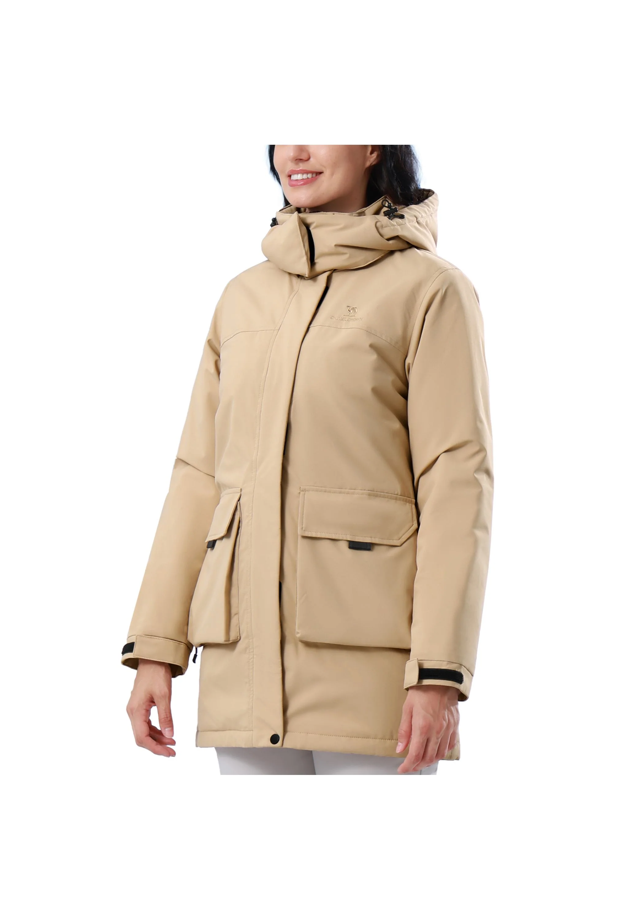 Women's Winter Brown Regular Fit Short Waterproof Windproof Ski Jacket - Image 4
