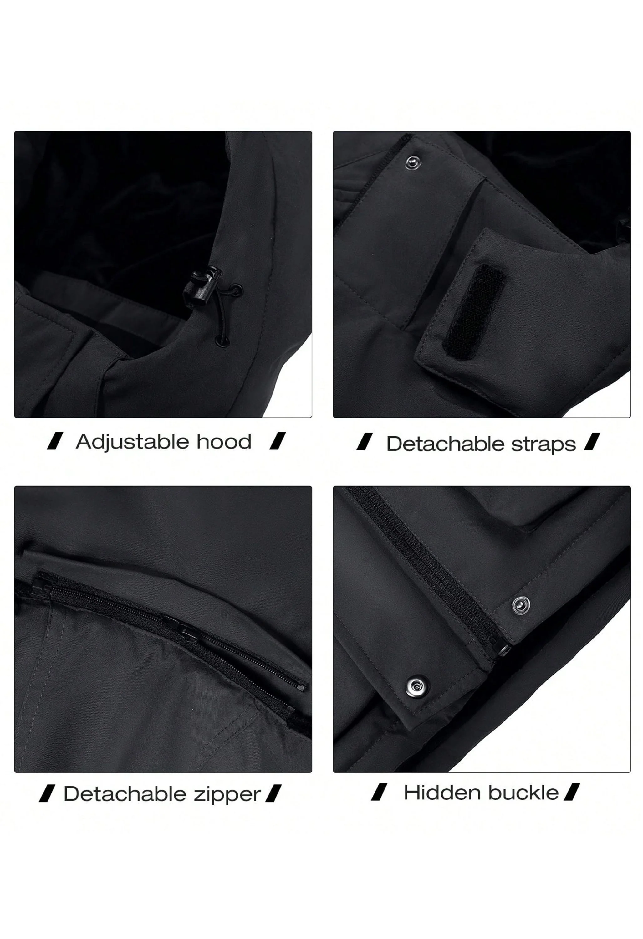 Women's Winter Black Regular Fit Short Waterproof Windproof Ski Jacket - Image 7