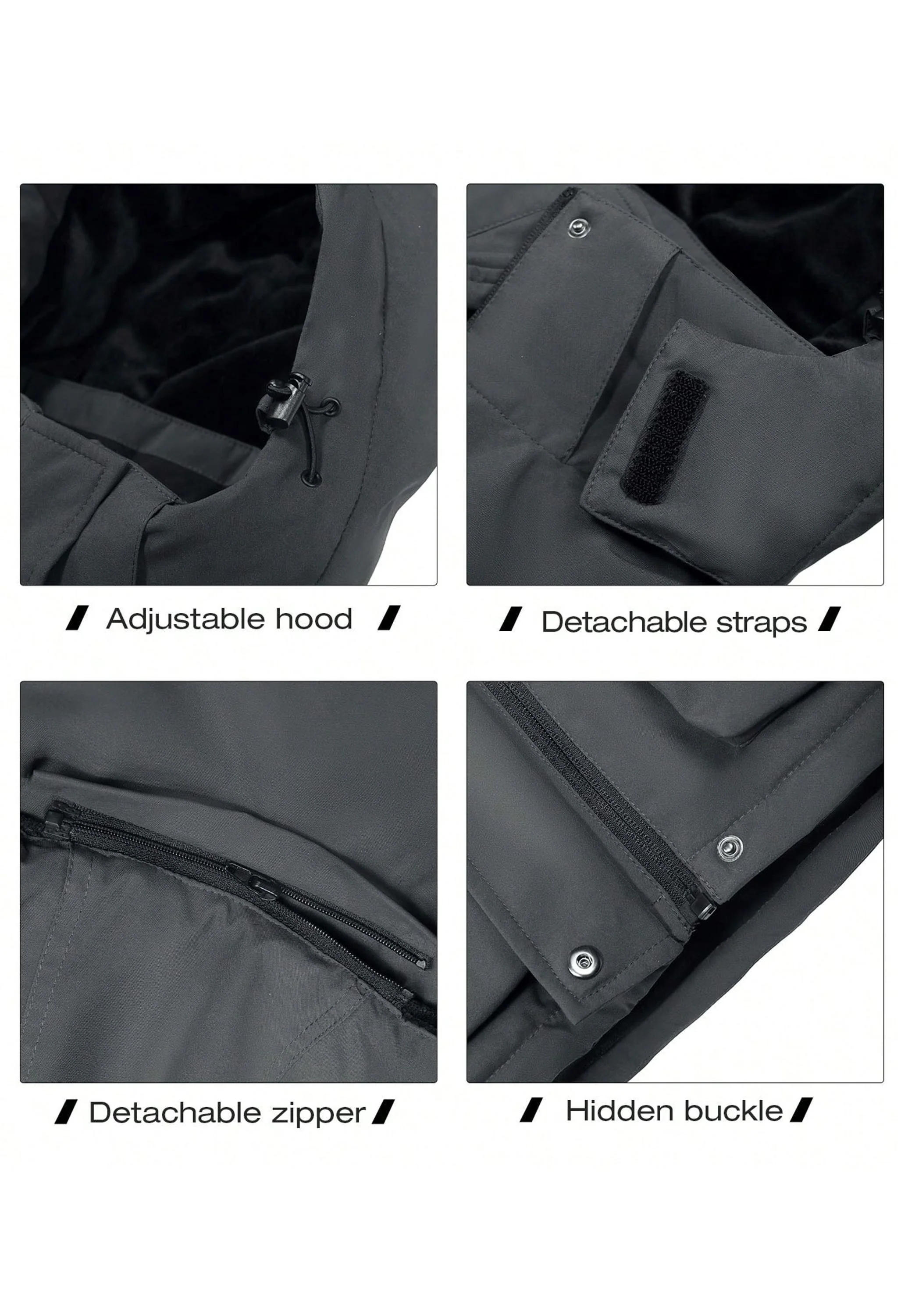 Women's Winter Gray Regular Fit Short Waterproof Windproof Ski Jacket - Image 7
