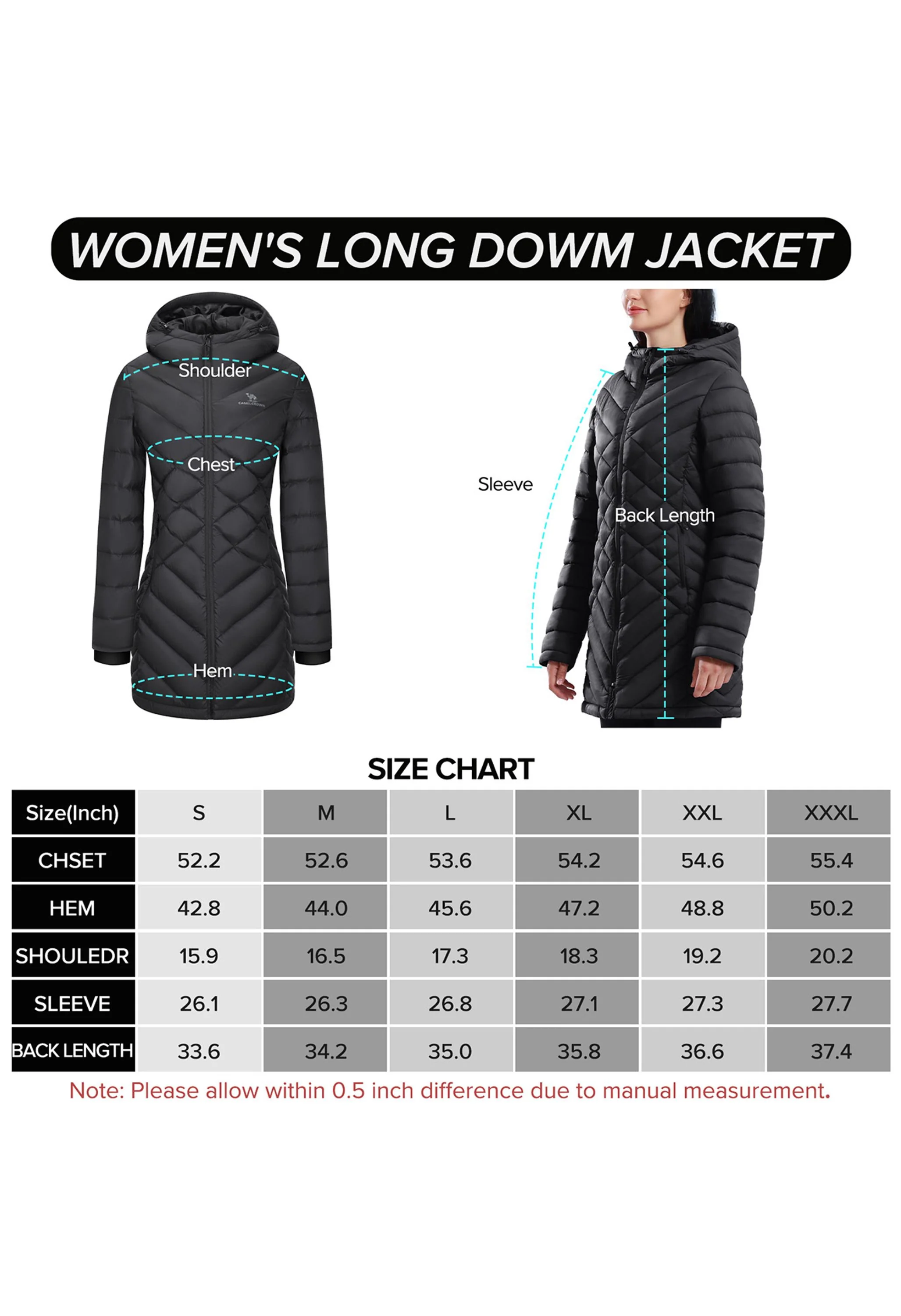Women's Winter Black Regular Fit Long Lightweight Windproof Down Jacket - Image 7