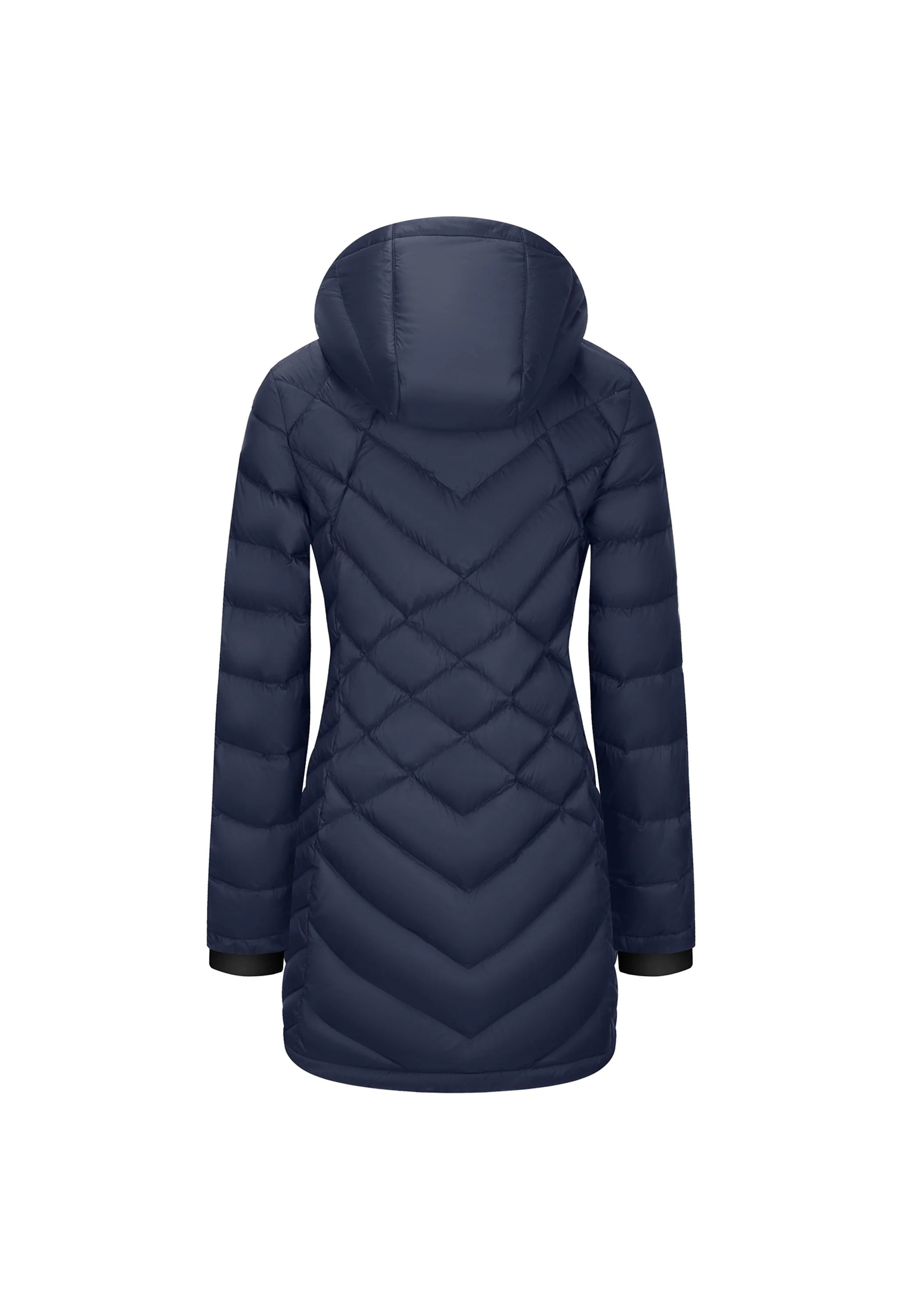 Women's Winter Blue Regular Fit Long Lightweight Windproof Down Jacket - Image 2