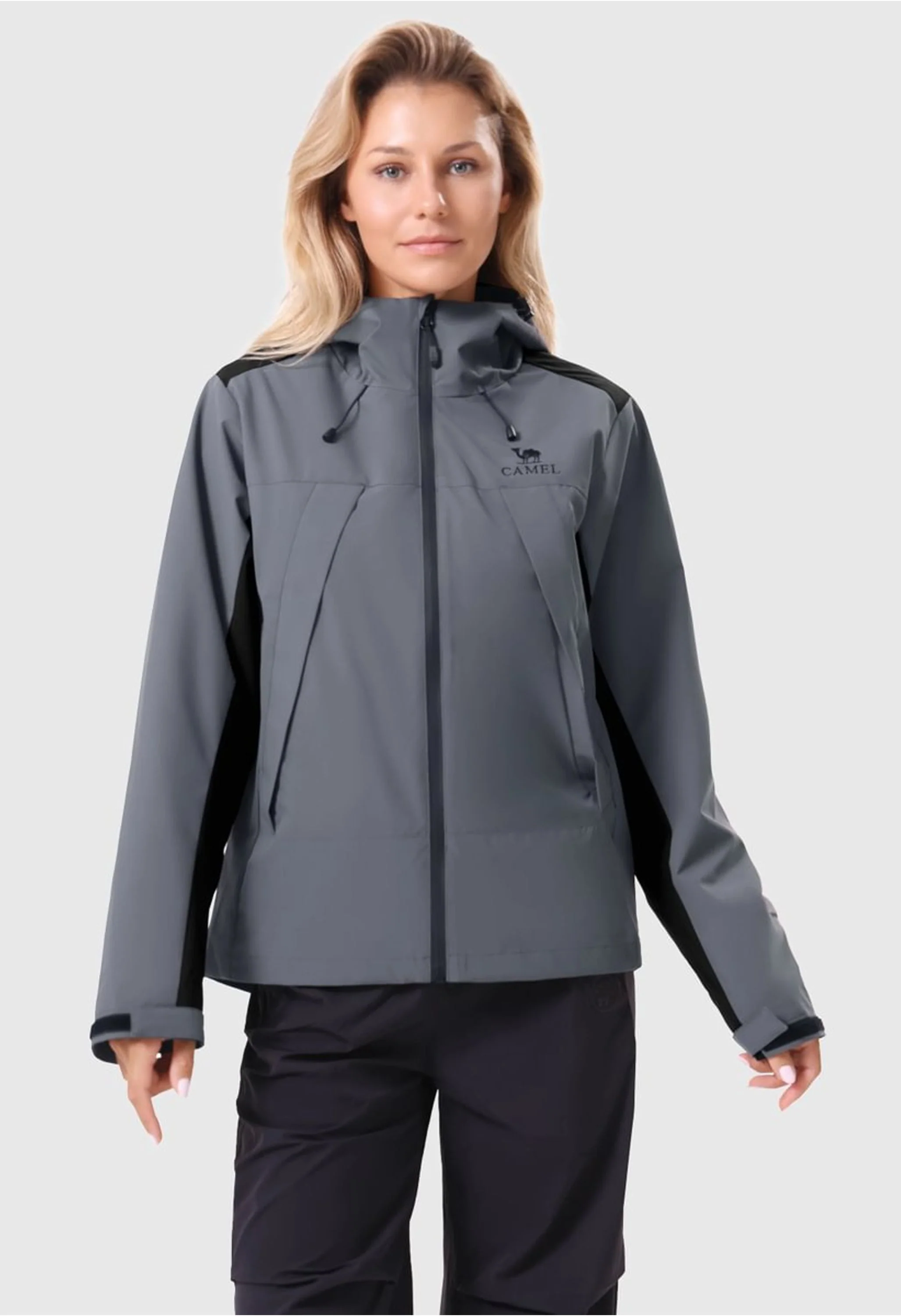 Women's Hiking Gray Regular Fit Short Lightweight Waterproof Windproof Jacket - Image 5