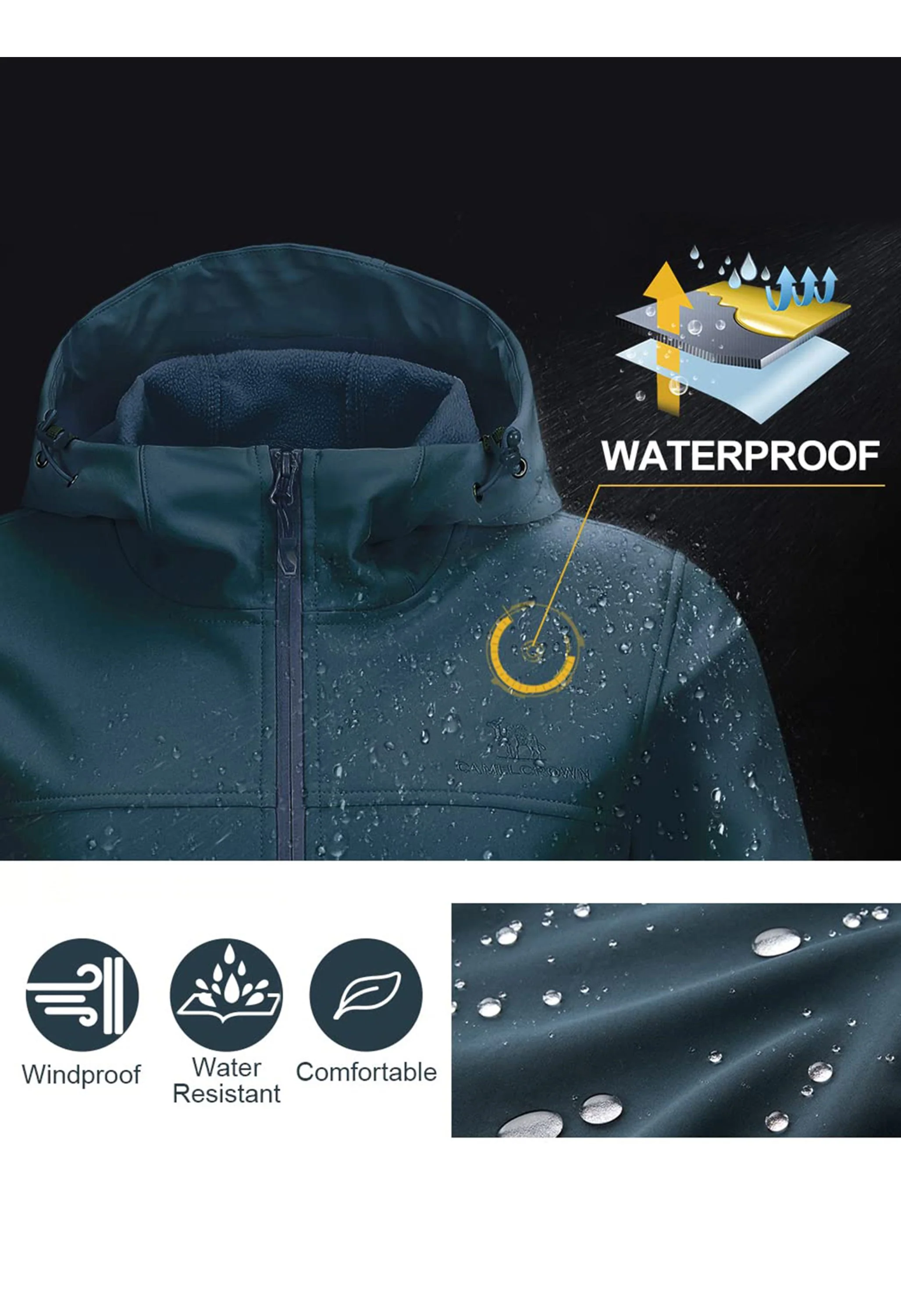 Women's Fall Deep Blue Regular Fit Short Lightweight Waterproof Softshell Jackets - Image 2